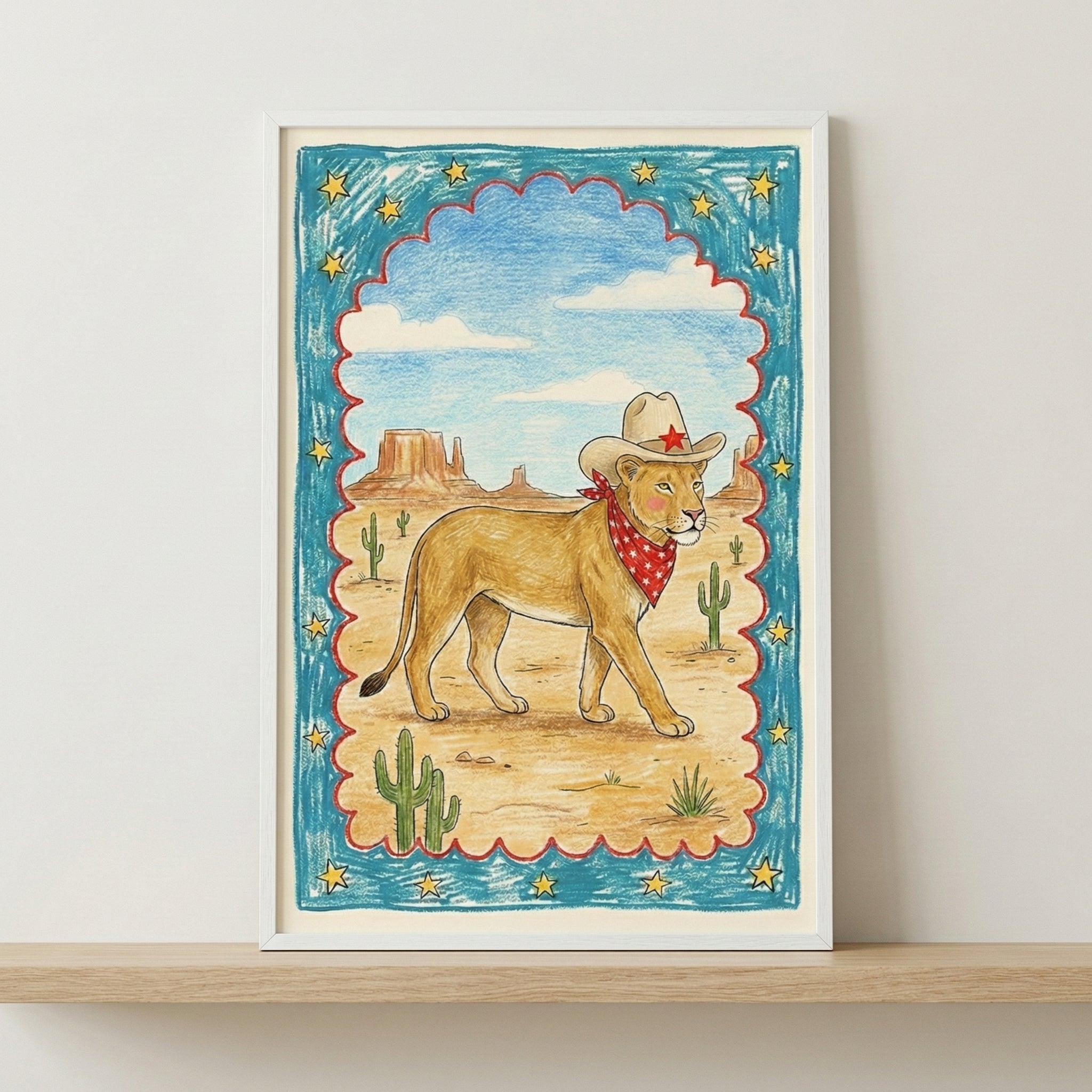 Bandana Belle - Cowboy Framed Wall Art for Nursery, Playroom or Kids Bedrooms
