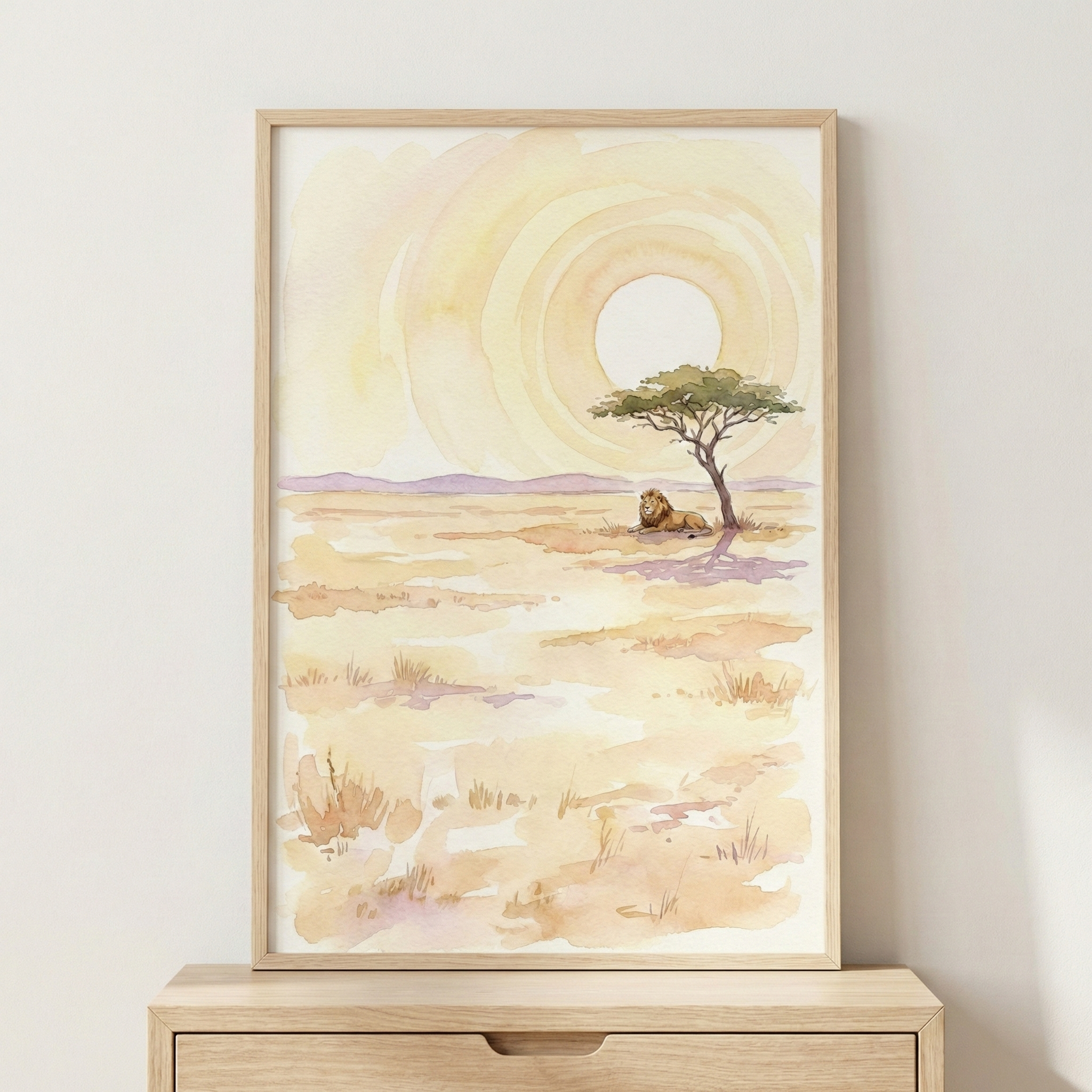 Lion Kids Room Wall Art - Golden Savanna King
