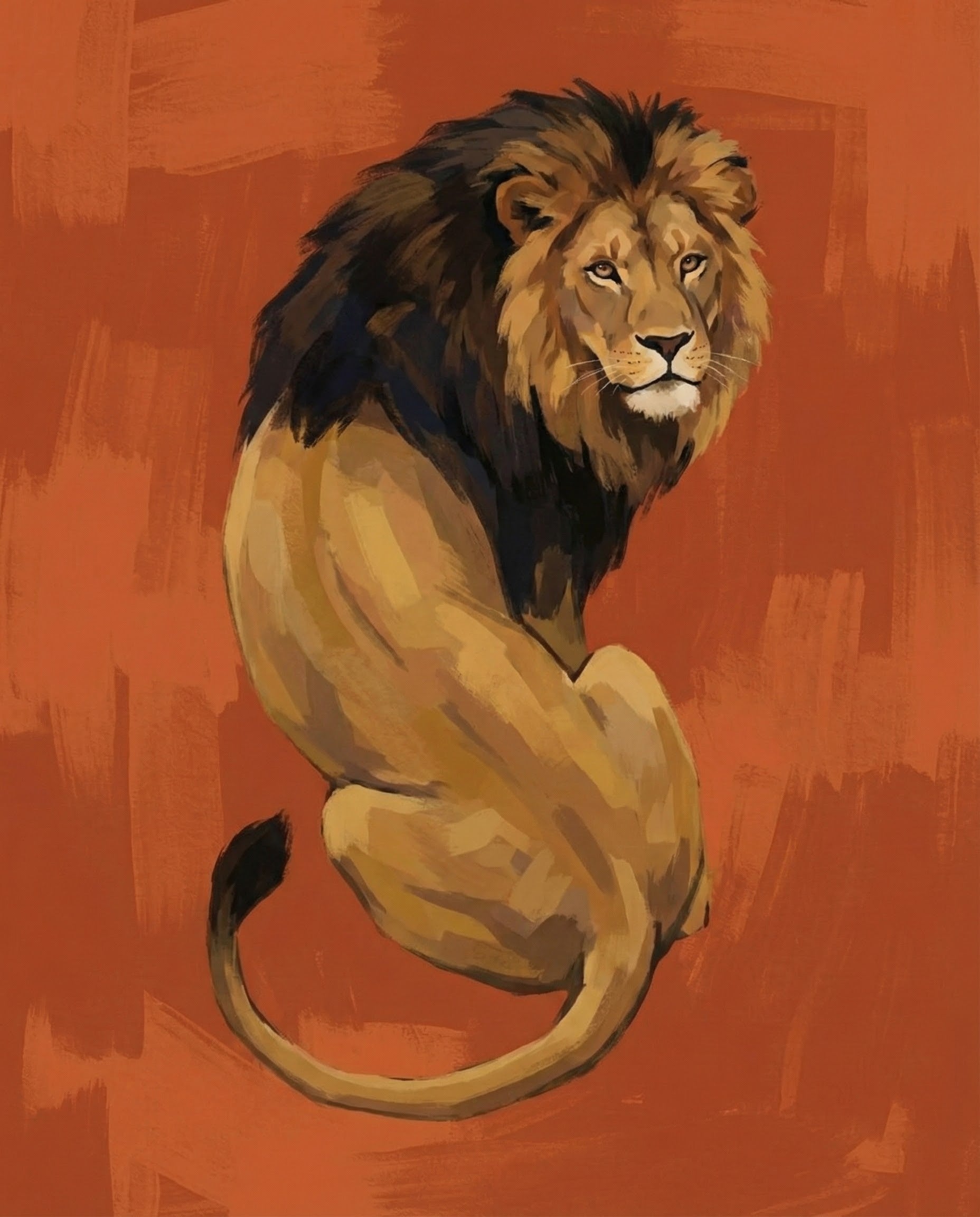 Ochre Majesty - Lion Framed Wall Art for Living Room, Bedroom or Office