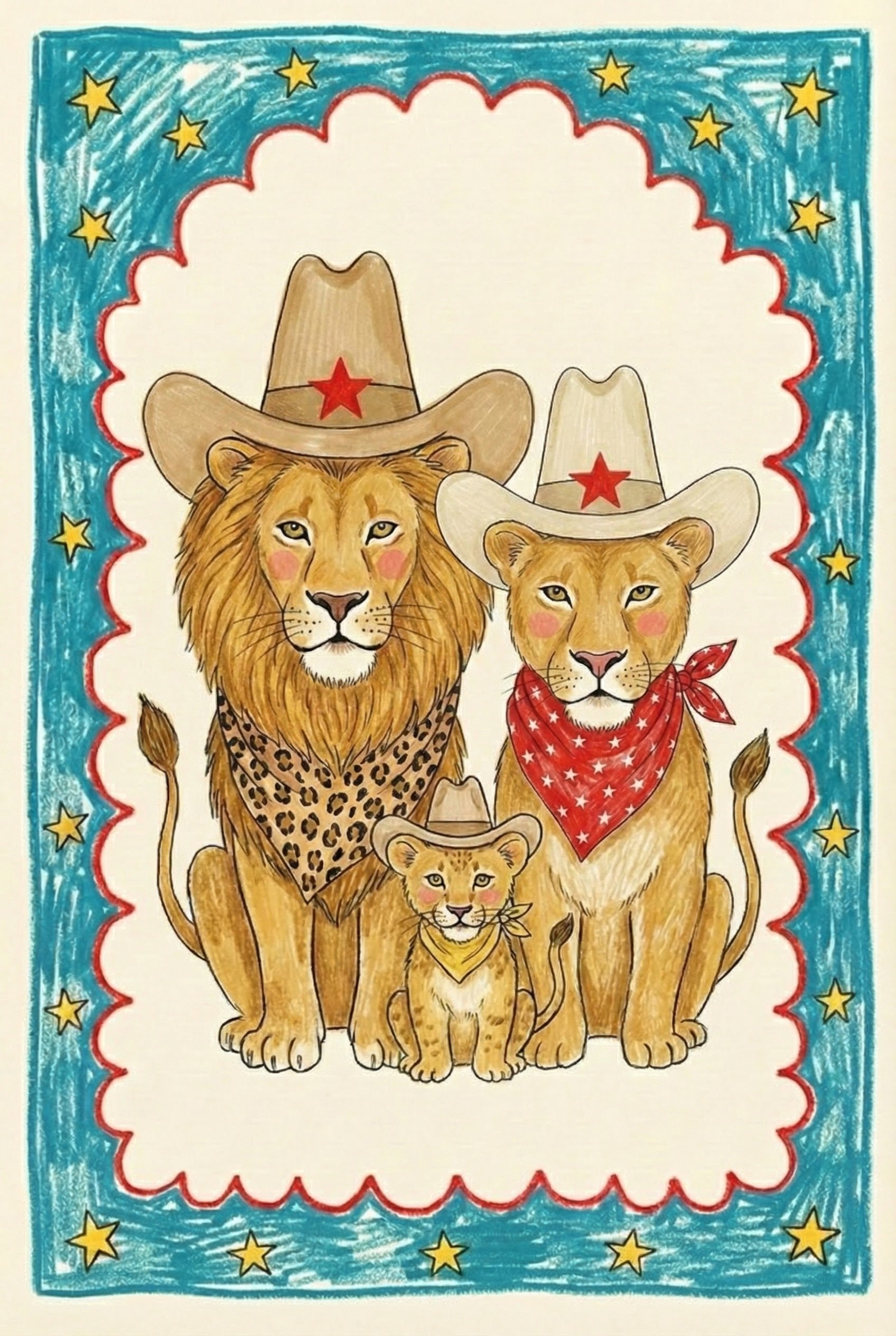 Roaring Ranchers - Lions Framed Wall Art for Nursery, Playroom or Kids Bedrooms