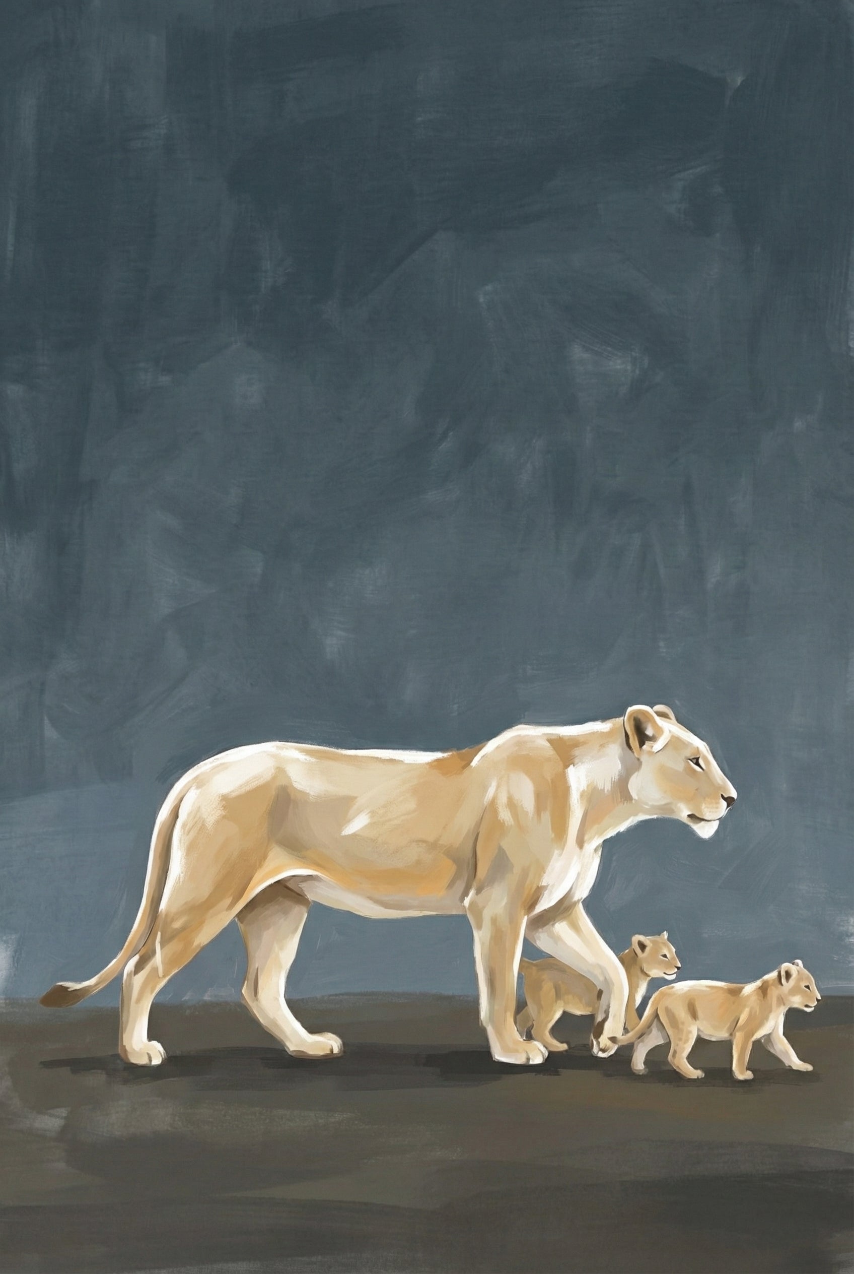 Lioness And Cubs Safari Wall Art - Golden Pride Walk