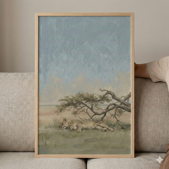 Lioness Safari Wall Art - Savanna Slumber