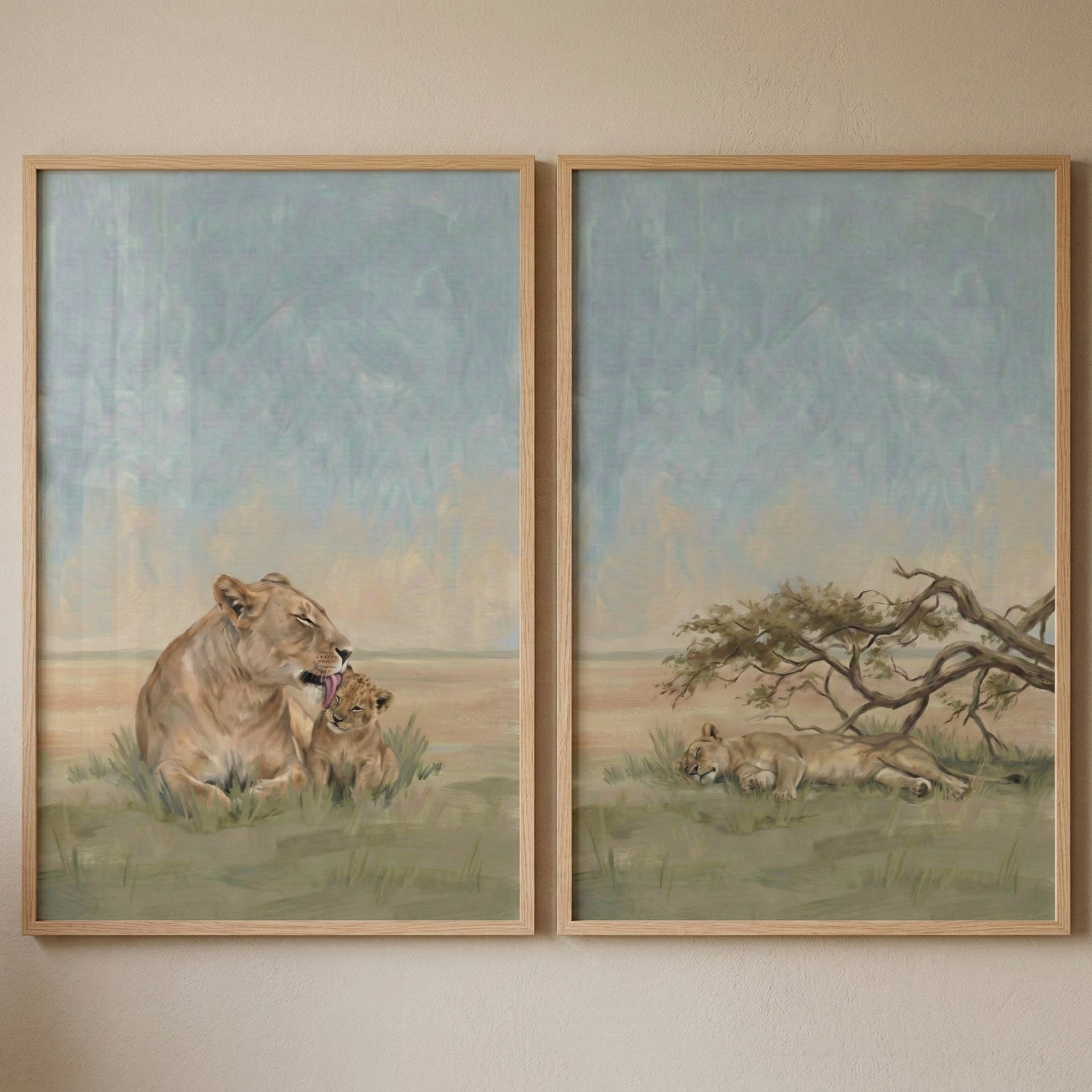 Savanna Lioness Wall Art Set of 2 - Savanna Family Bonds