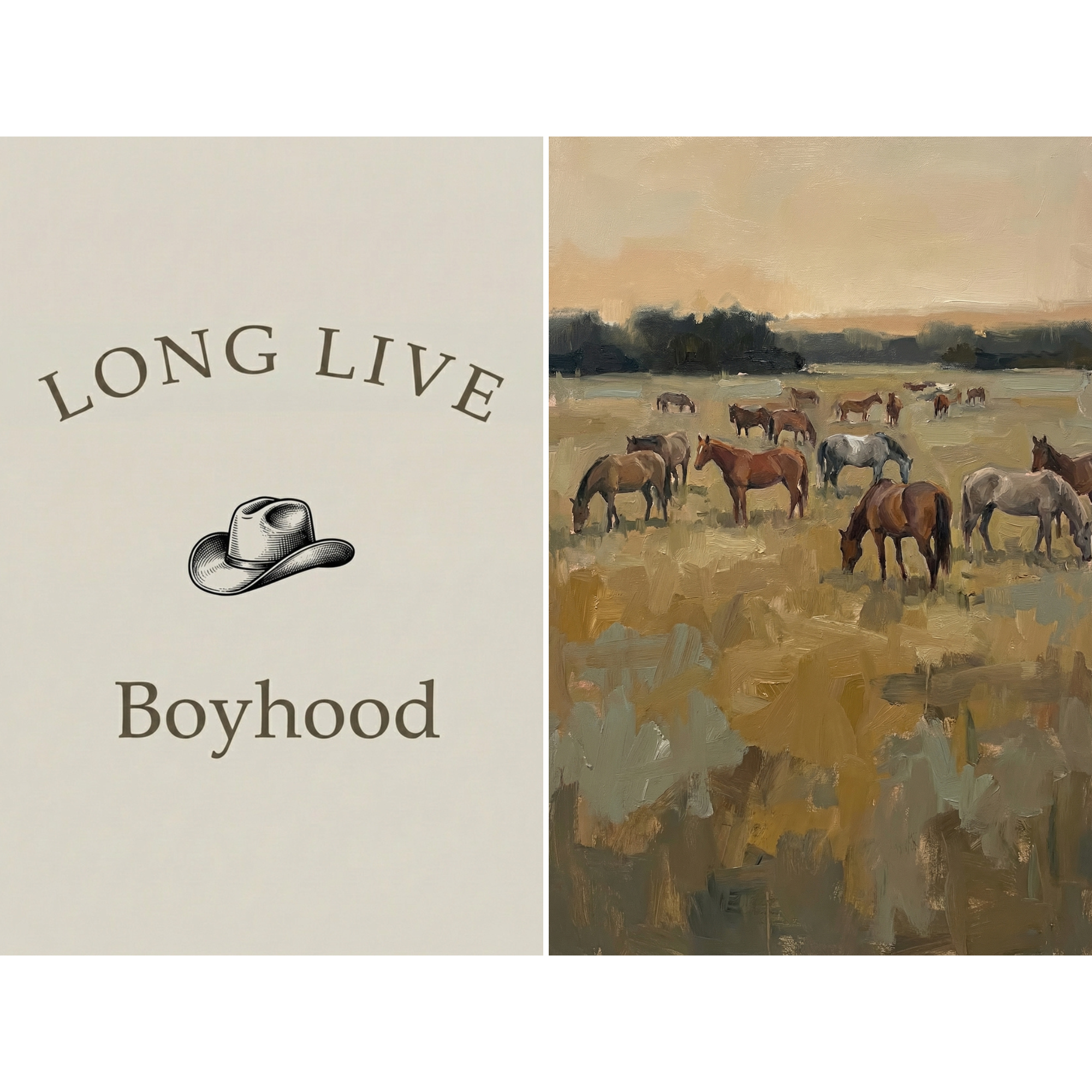 Long Live Boyhood Horse Wall Art Set of 2 - Western Boyhood Spirit