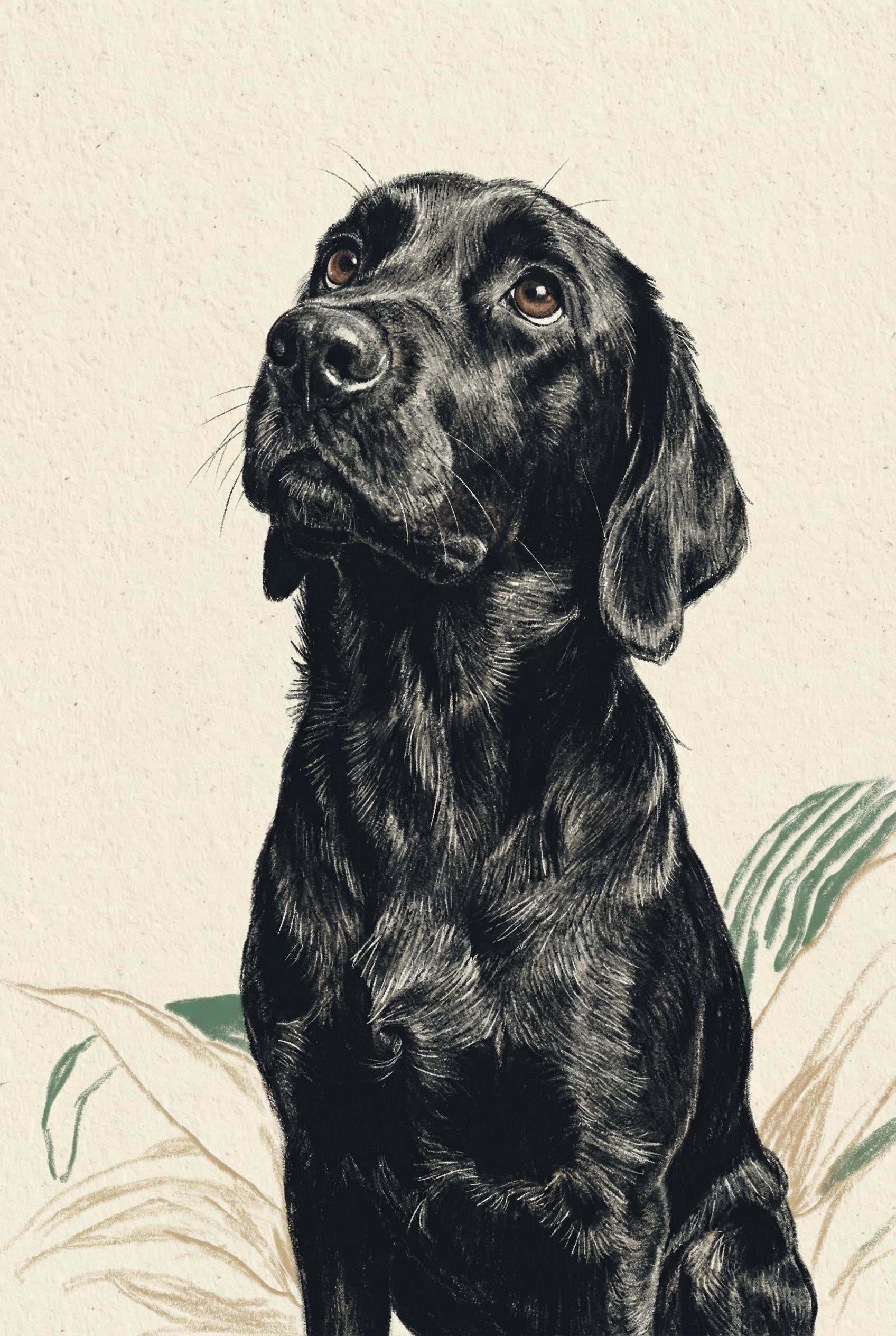 Looking Up Black Lab Wall Art - Noble Black Retriever