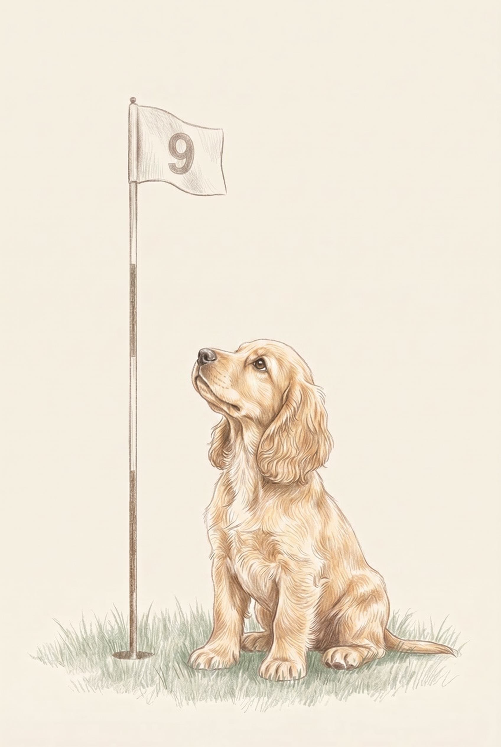 Looking Up Cocker Spaniel Dog Wall Art - Ninth Hole Puppy