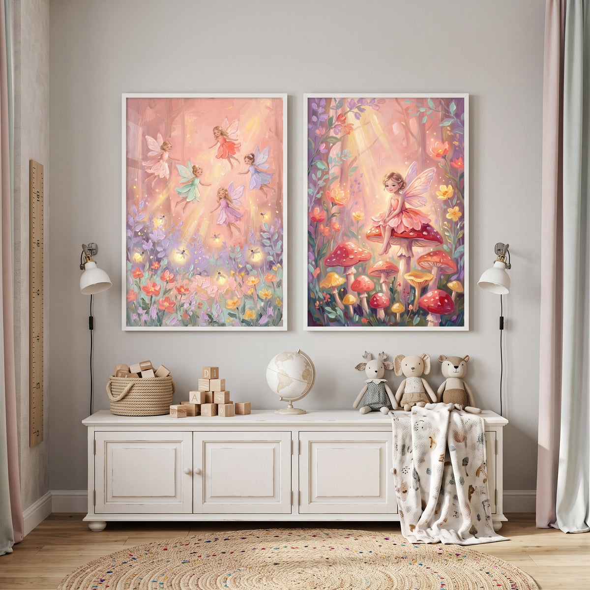 Luminous Sunbeam Magical Fairy Wall Art Set of 2 - Enchanted Fairy Garden