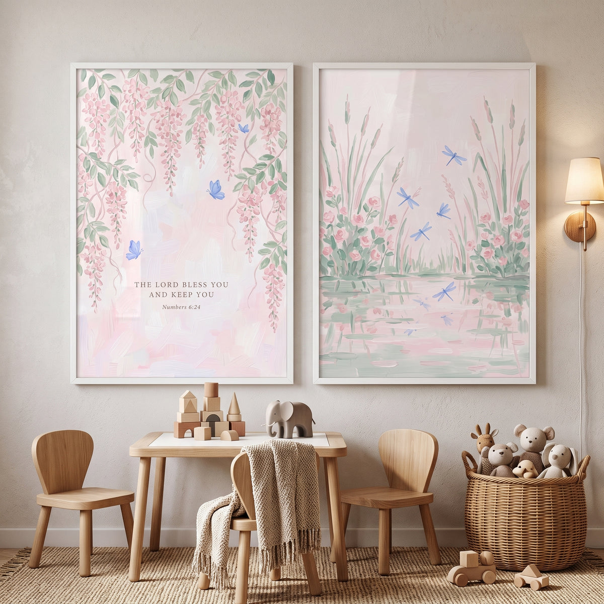 Lush Blush Botanical Garden Wall Art Set of 2 - Serene Floral Grace