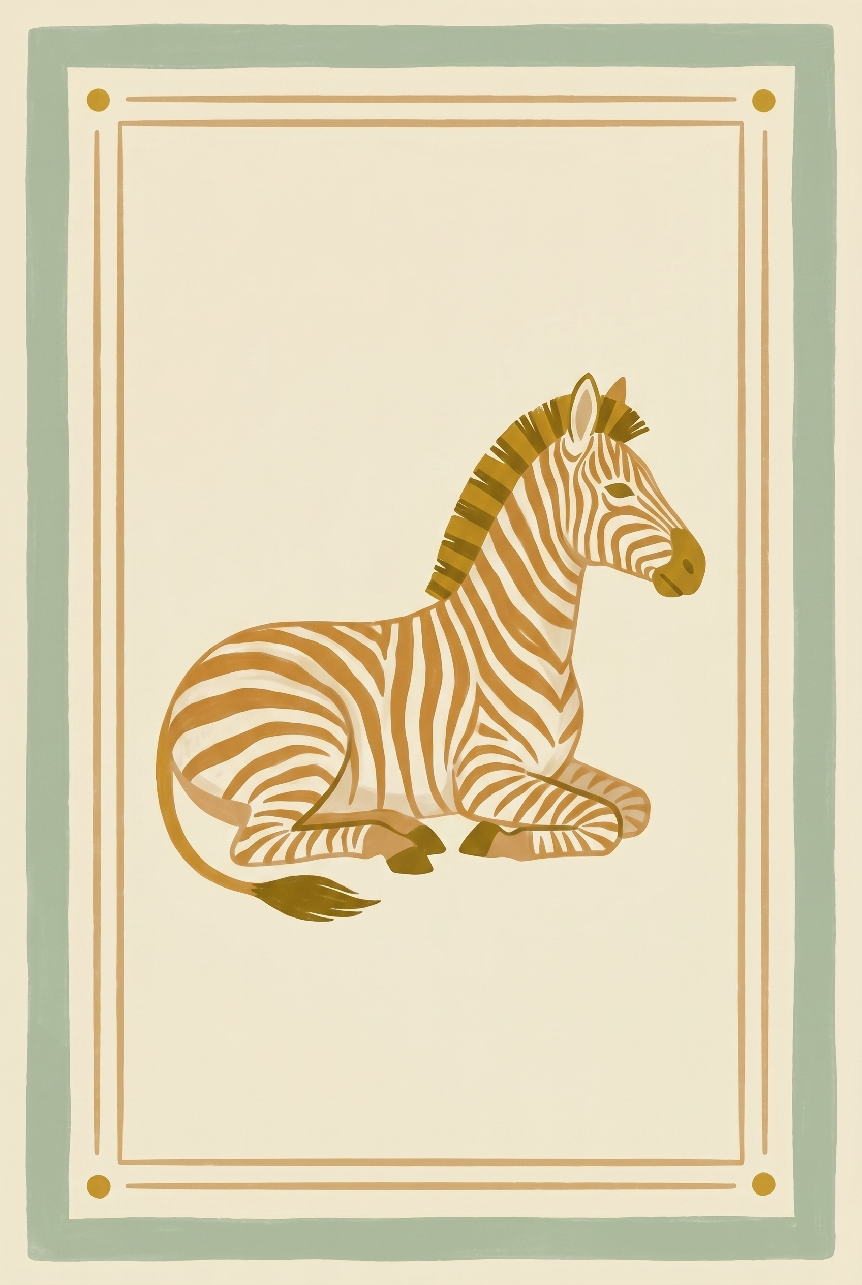 Lying Brown Zebra Wall Art - Earthy Zebra Rest