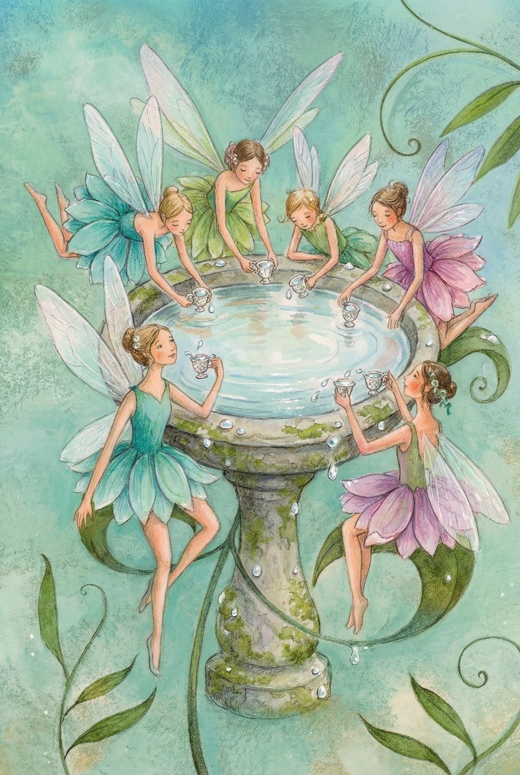 Magical Garden Fairy Tea Party Wall Art - Enchanted Garden Tea