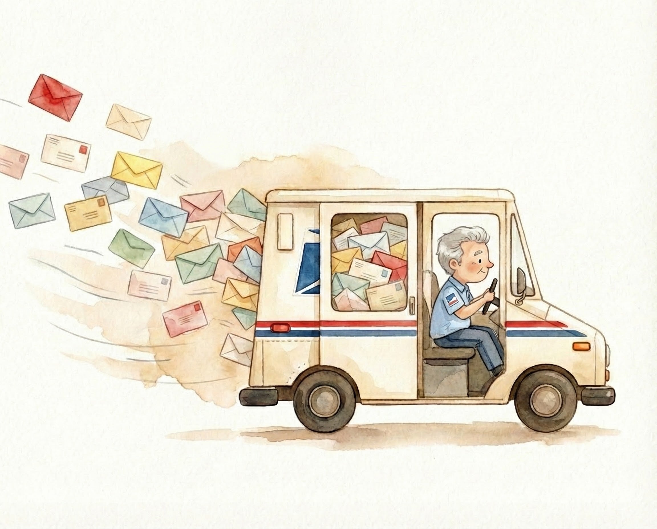 Flying Letters - Mailman Framed Wall Art for Nursery, Playroom or Kids Bedrooms