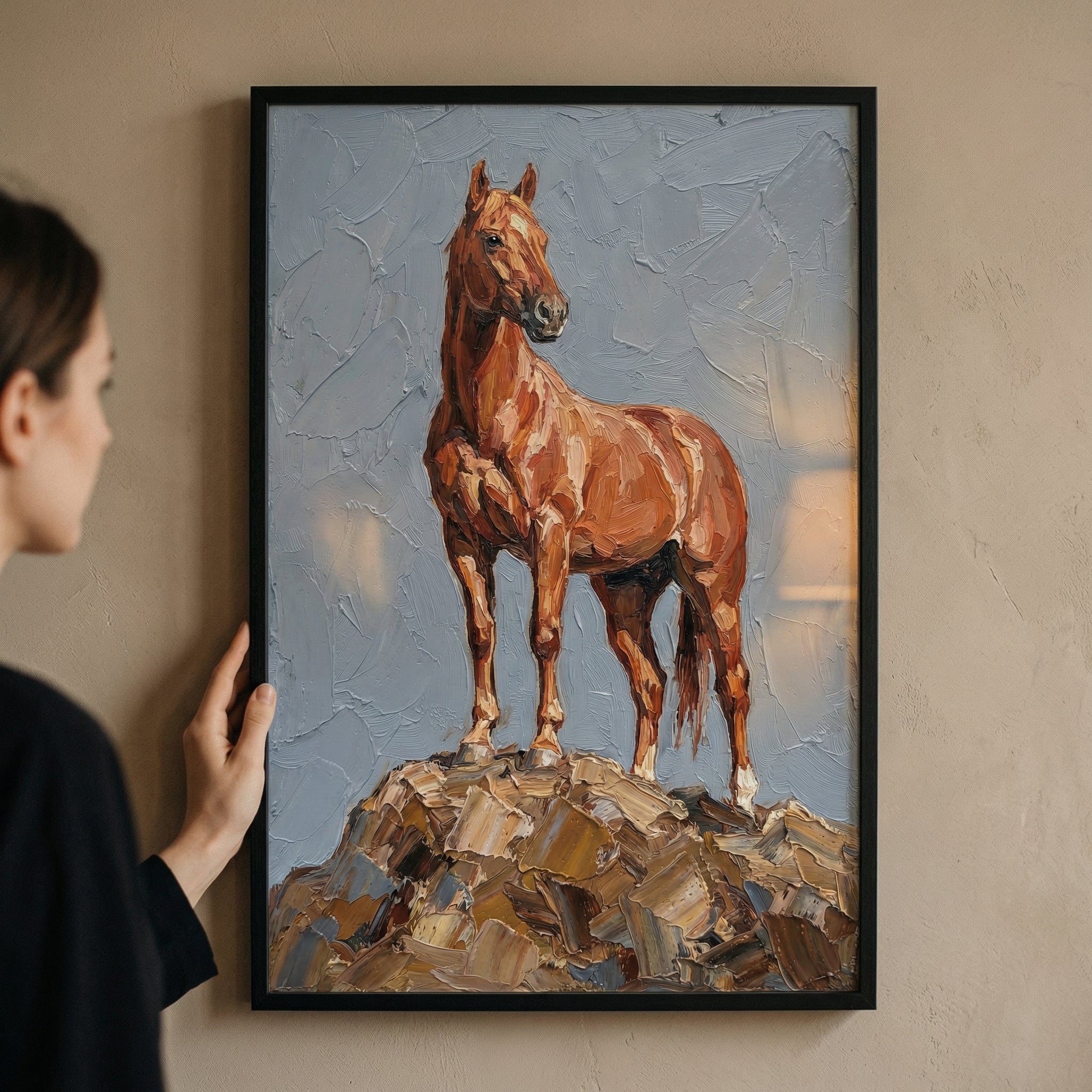 Majestic Mountain Chestnut Horse Wall Art - Stallion On Summit