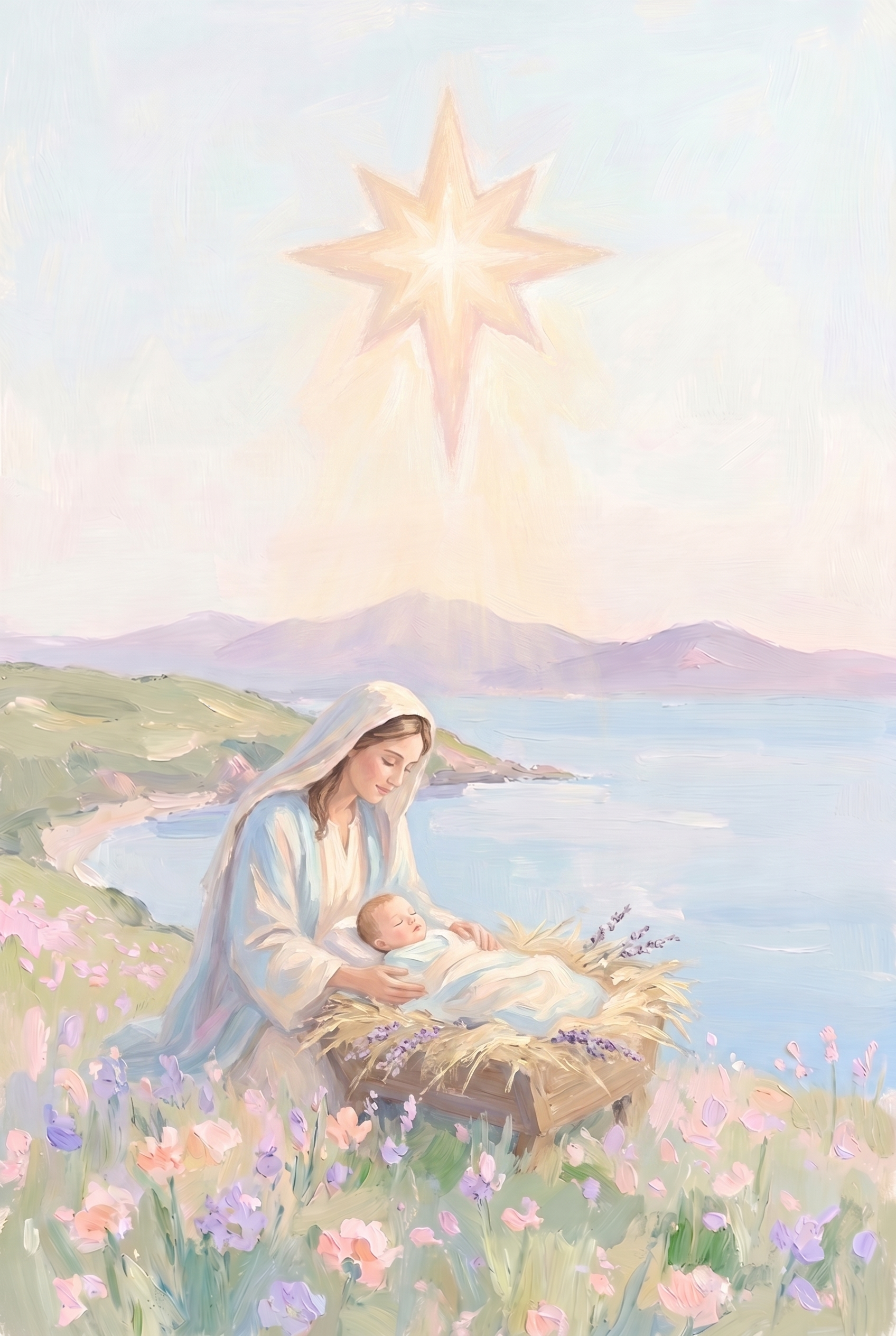 Manger Scene Baby Jesus Wall Art - Star Of Bethlehem