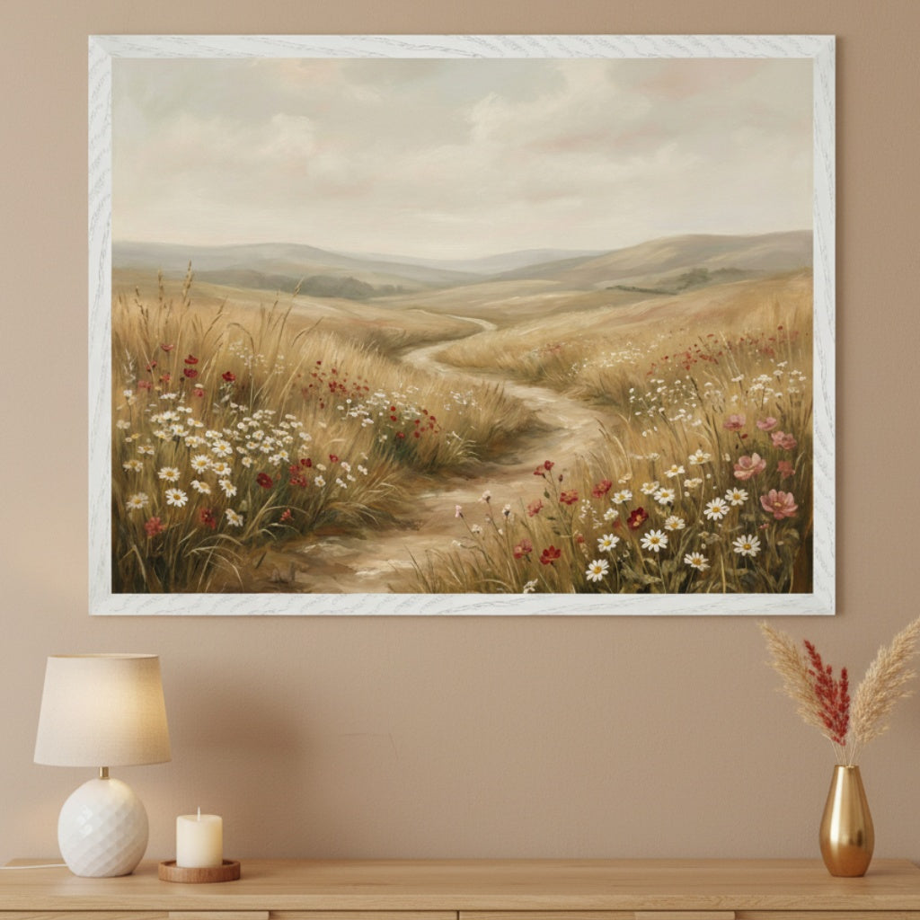 Wildflower Vista - Meadow Framed Wall Art for Living Room, Bedroom or Office