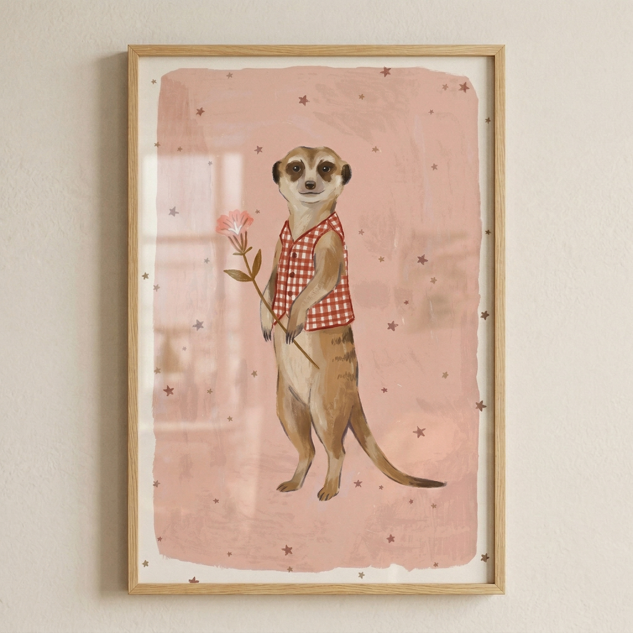 Holding Flower Meerkat Wall Art - Dapper Meerkat Friend
