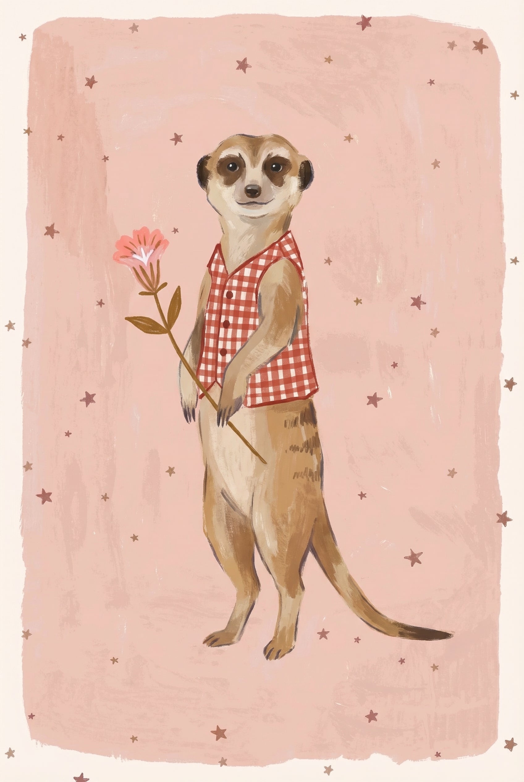 Holding Flower Meerkat Wall Art - Dapper Meerkat Friend