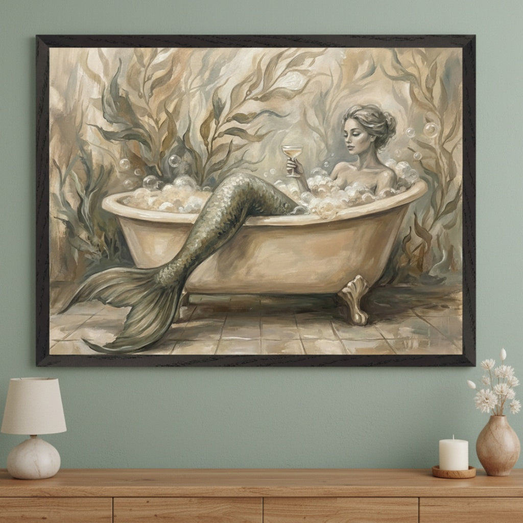 Bubbling Enchantment - Mermaid Framed Wall Art for Living Room, Bedroom or Office