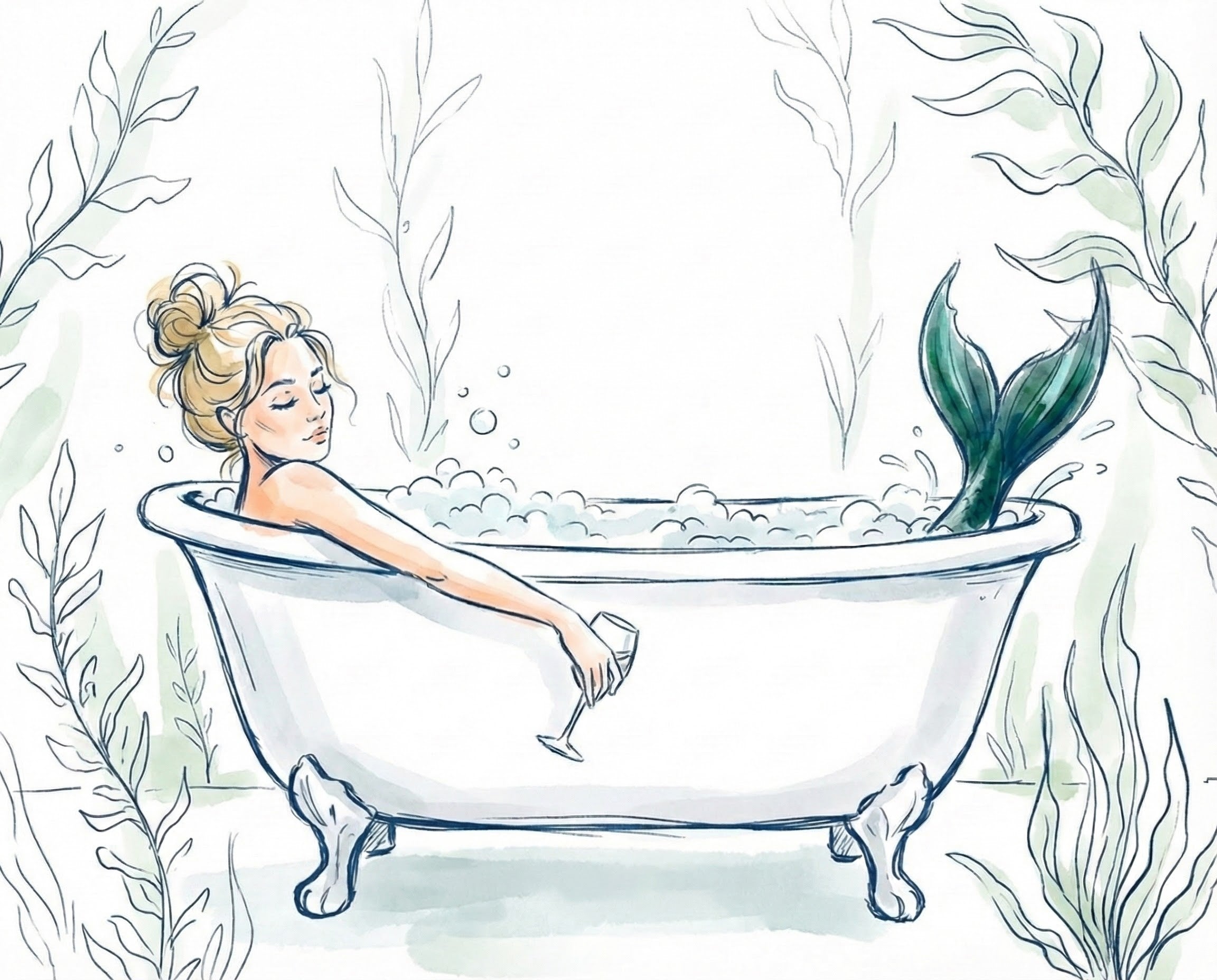 Bubble Grace - Mermaid Framed Wall Art for Living Room, Bedroom or Office