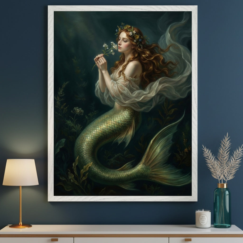 Deep Oceanic SIren - Mermaid Framed Wall Art for Living Room, Bedroom or Office