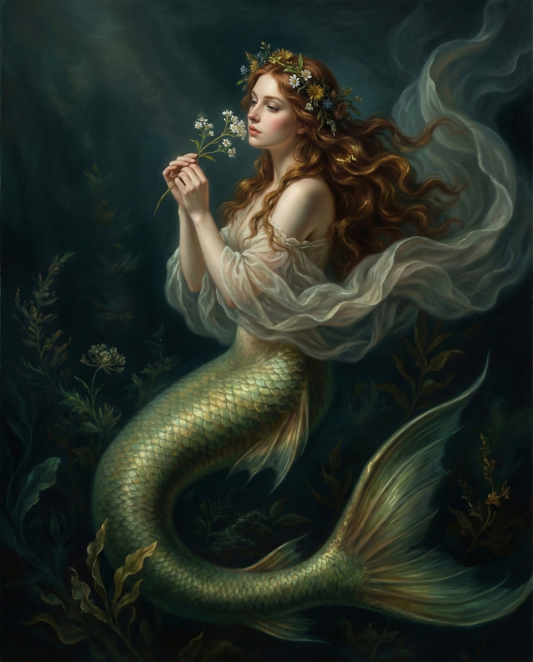 Deep Oceanic SIren - Mermaid Framed Wall Art for Living Room, Bedroom or Office