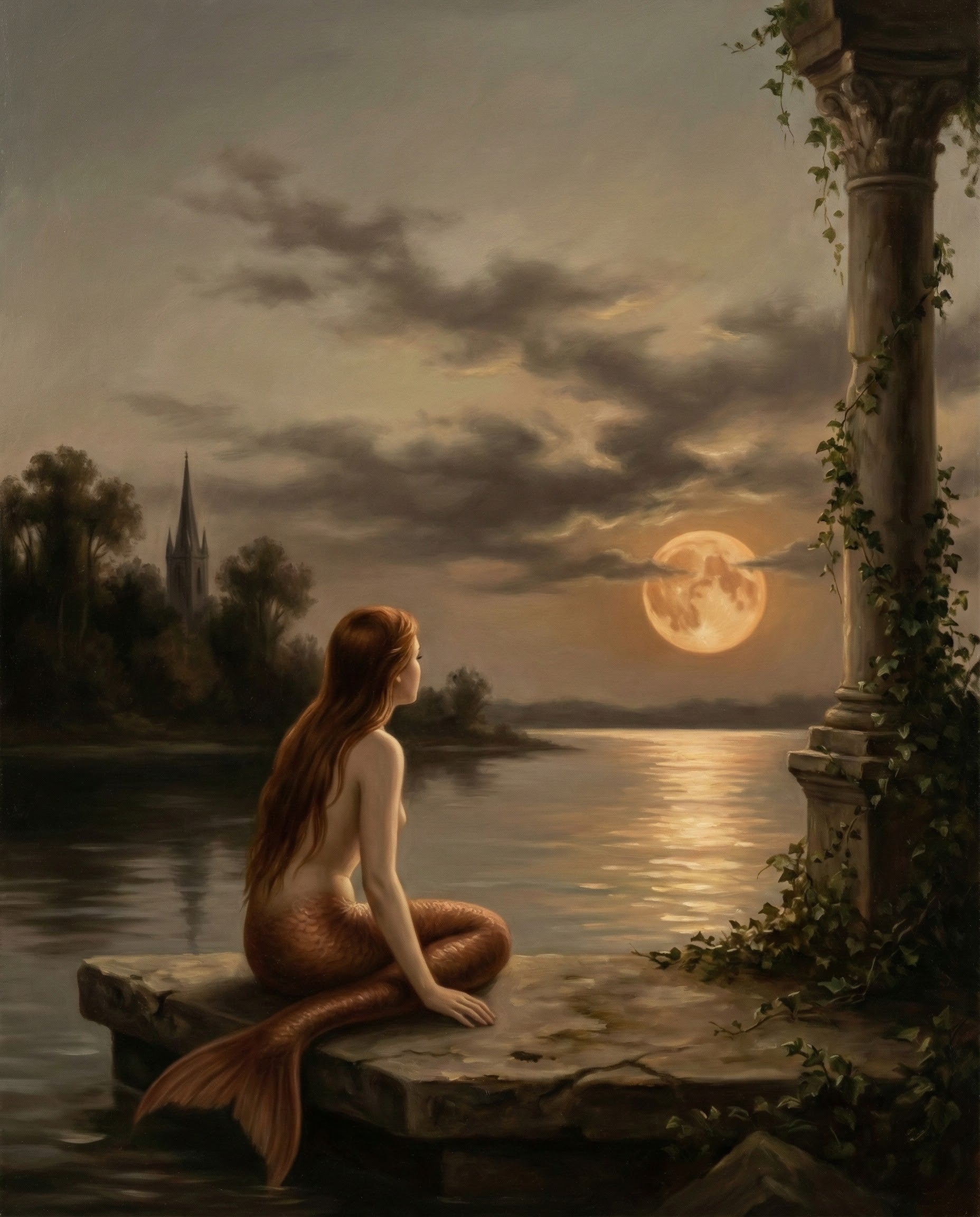 Moonlit Reverie - Mermaid Framed Wall Art for Living Room, Bedroom or Office