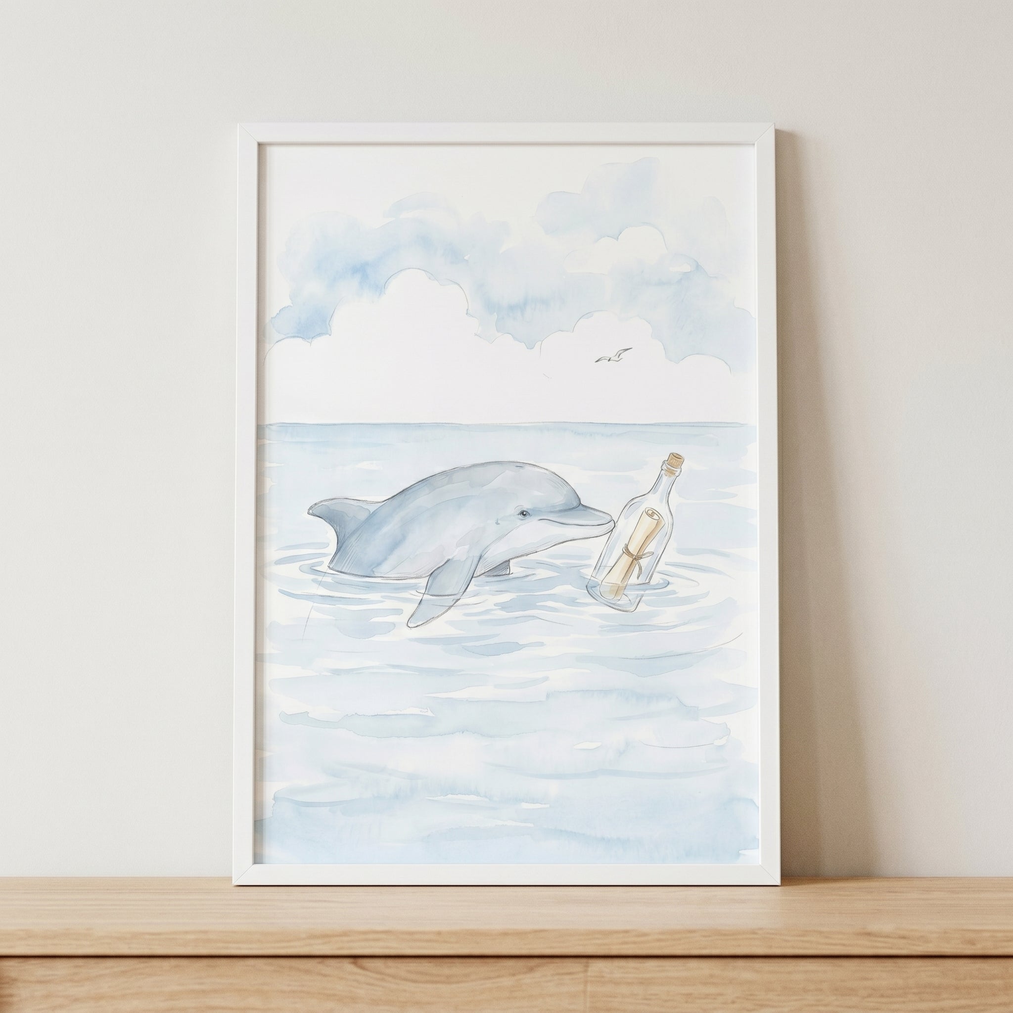 Message In Bottle Dolphin Wall Art - Bottled Sea Dreams