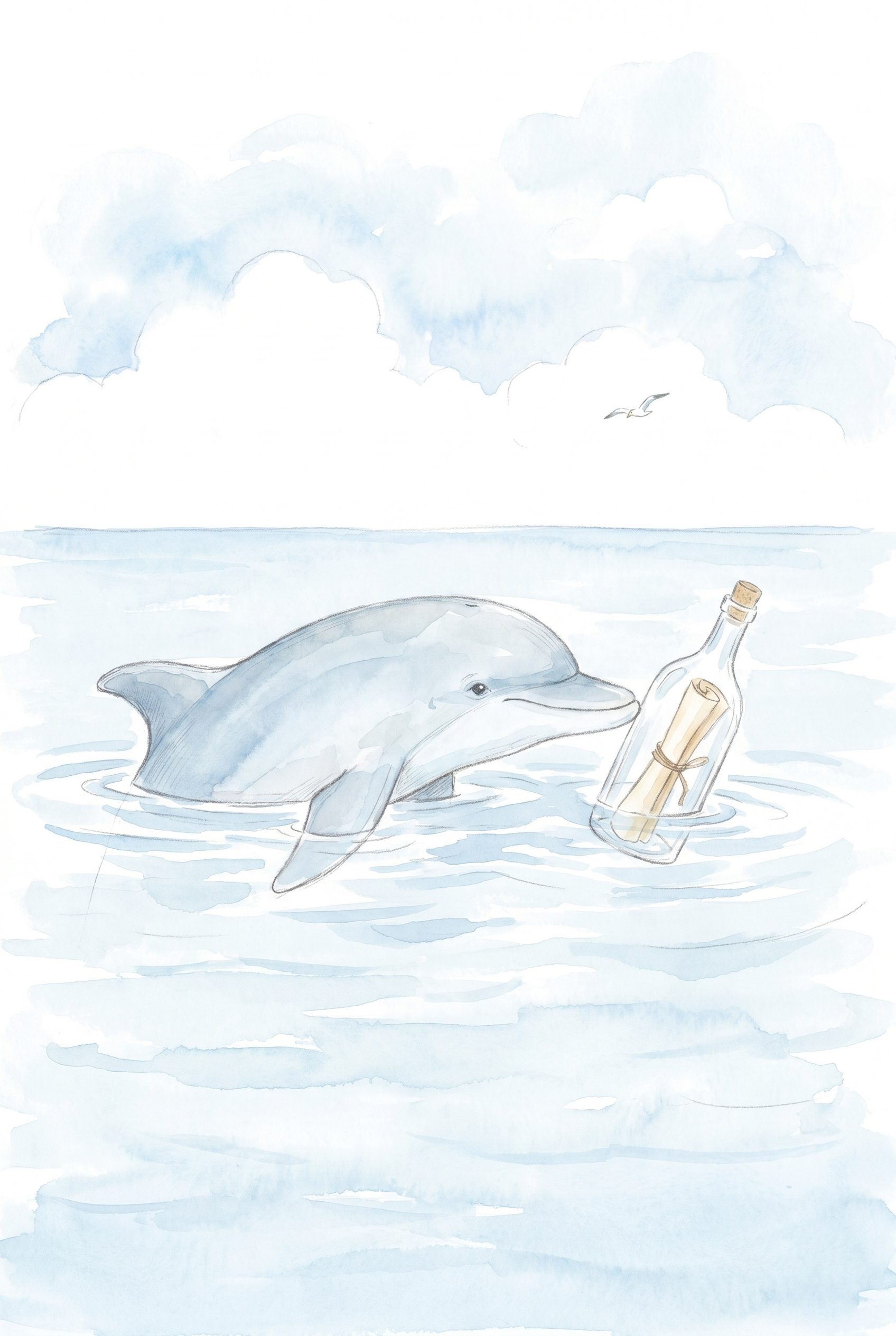 Message In Bottle Dolphin Wall Art - Bottled Sea Dreams