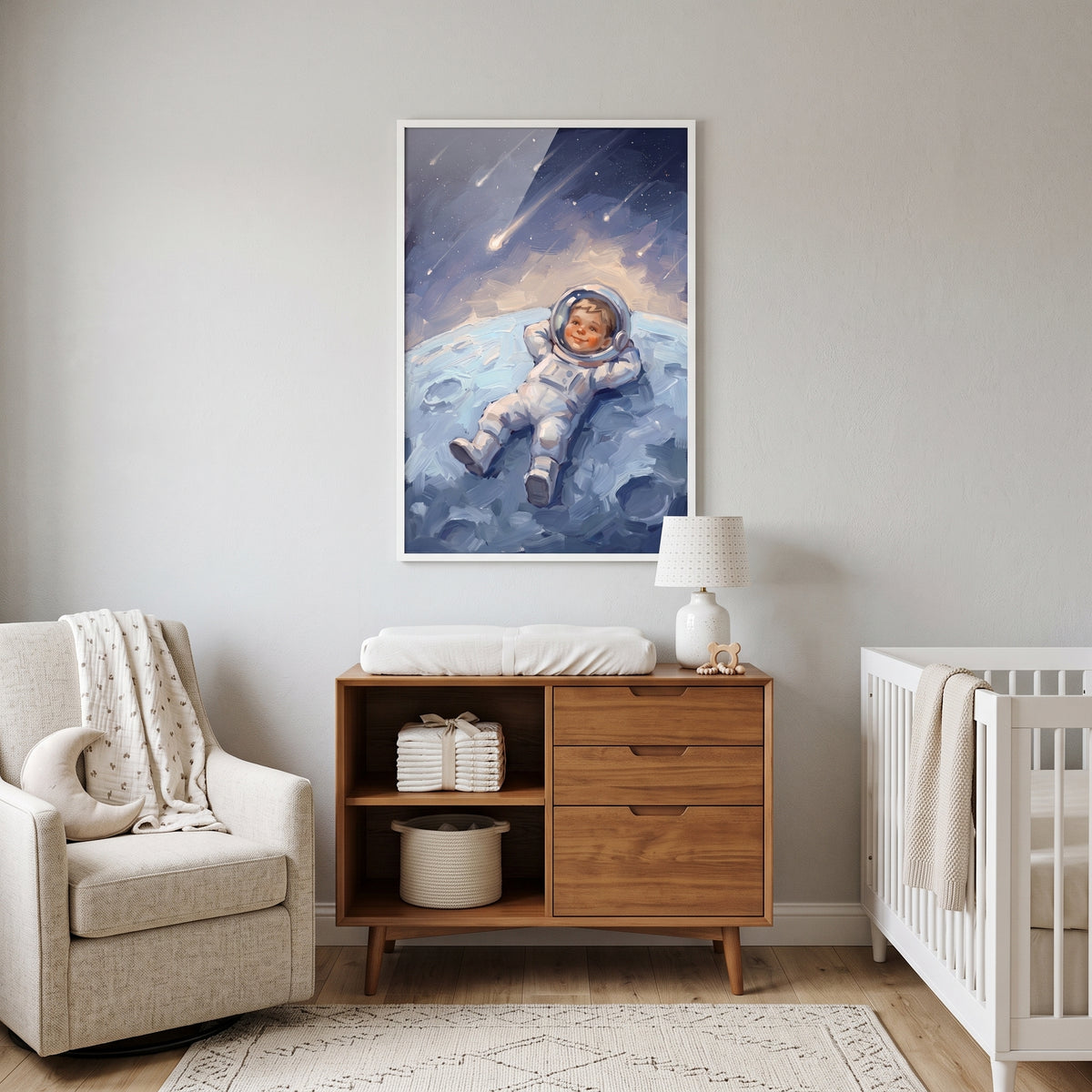 Meteor Shower Baby Astronaut Wall Art - Celestial Dreams