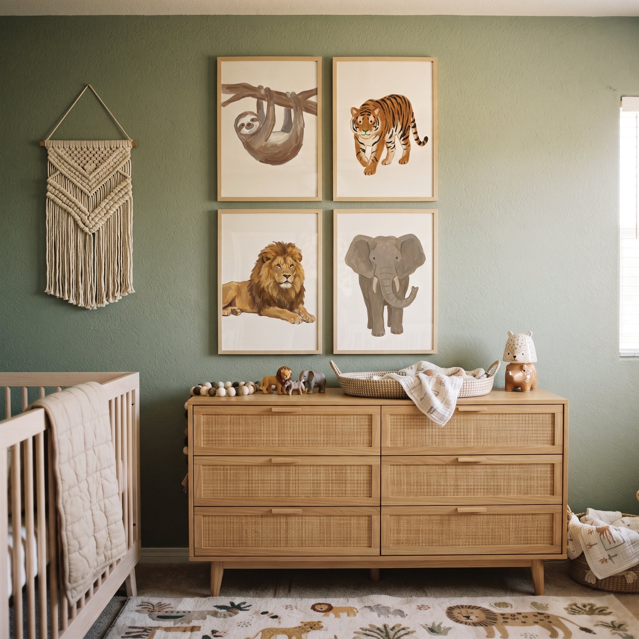Minimalist Beige Safari Animals Wall Art Set of 4 - Wild Safari Portraits