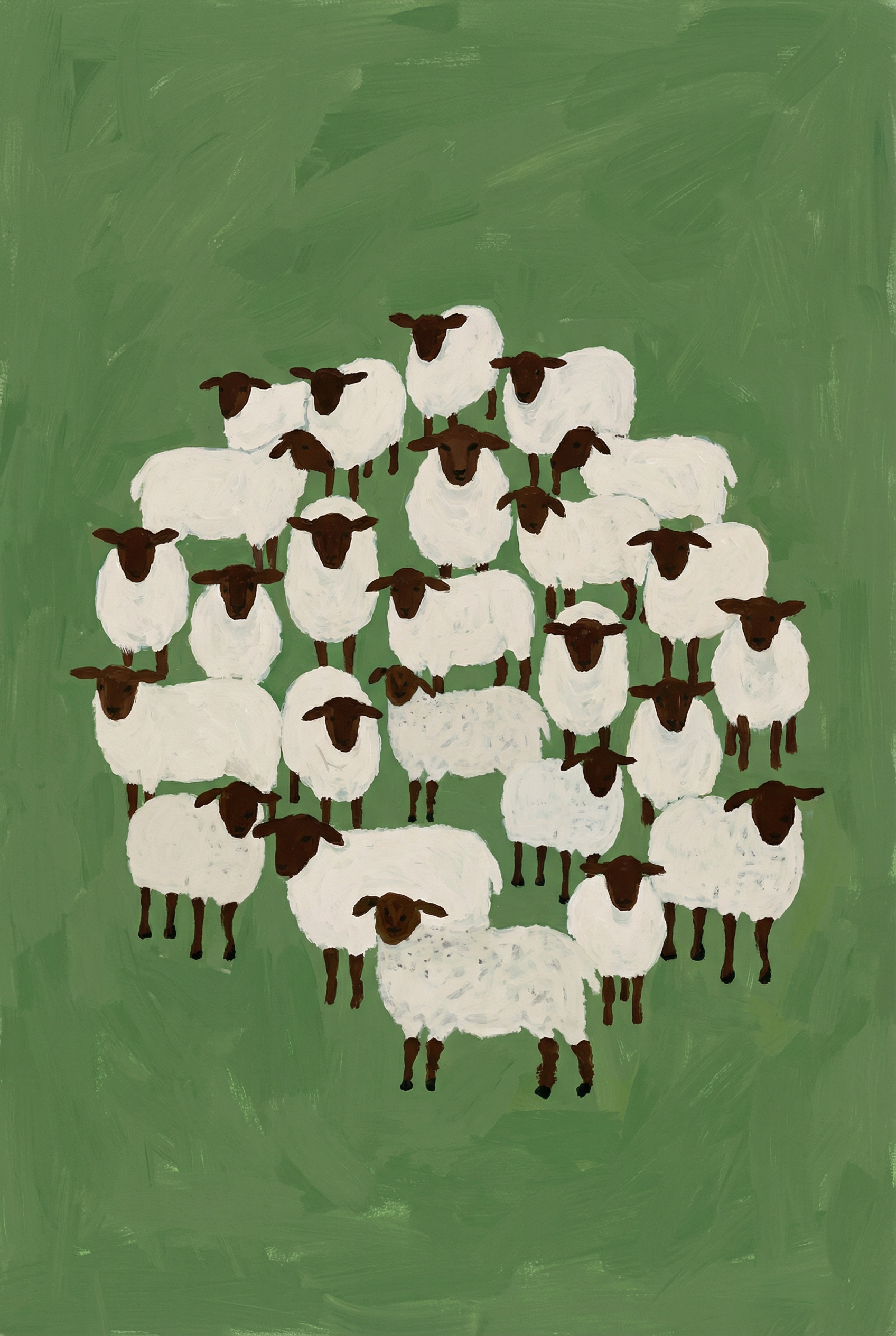 Minimalist Black Face Sheep Wall Art - Woolly Meadow Herd