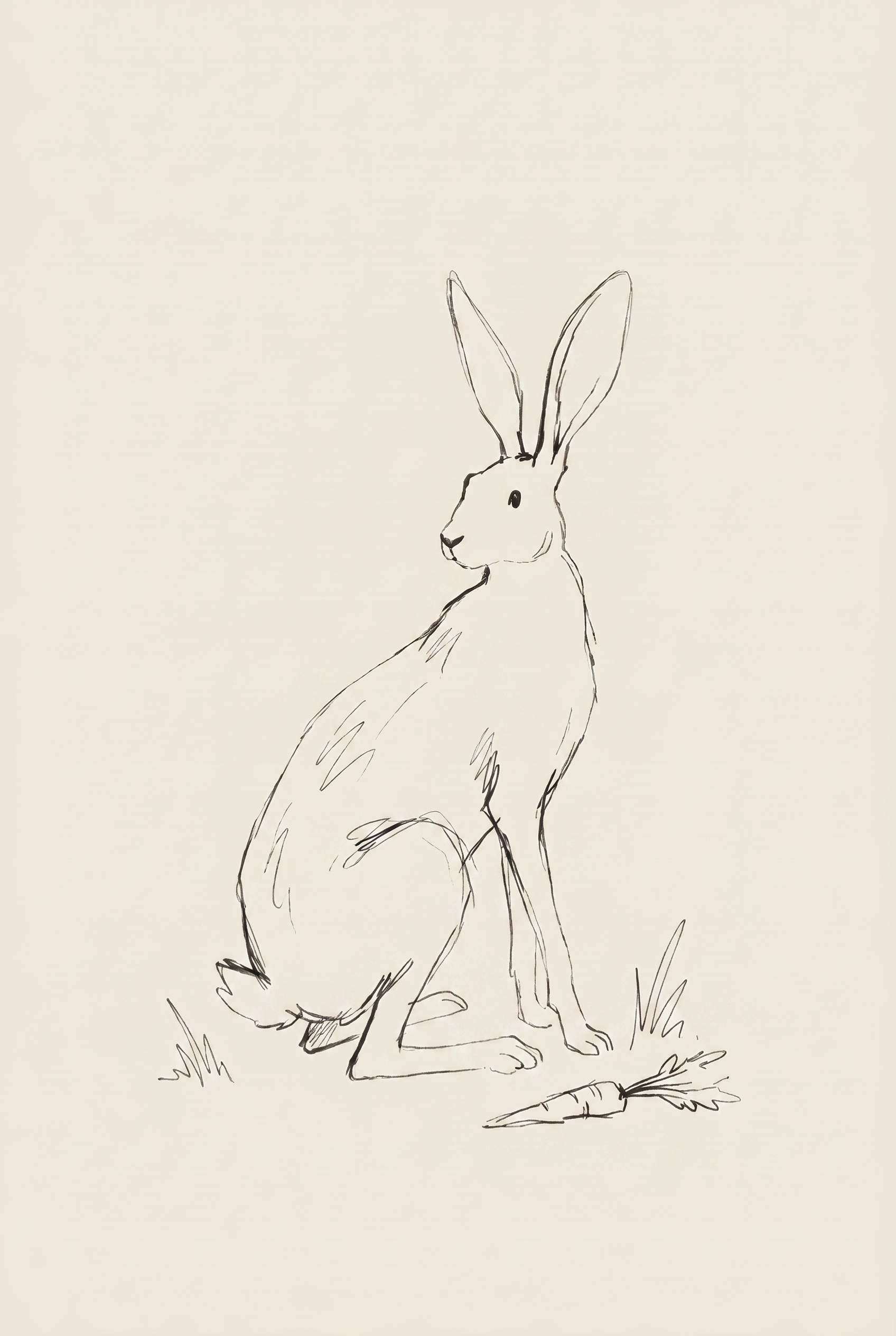 Minimalist Bunny Wall Art - Wild Rabbit Sketch