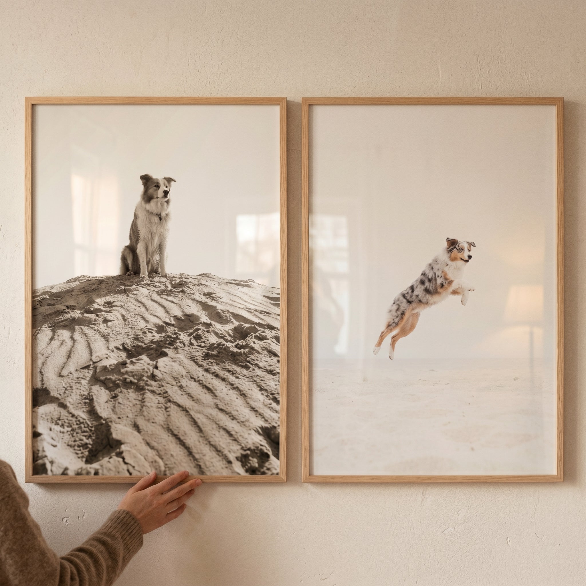 Minimalist Coastal Dog Wall Art Set of 2 - Coastal Canine Joy