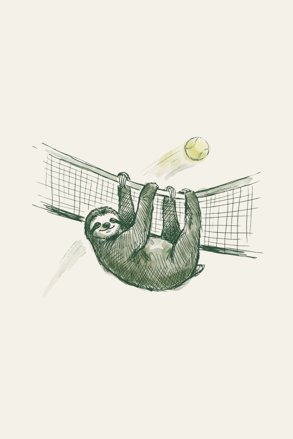 Minimalist Illustration Sloth Artwork - Sloth Volleyball