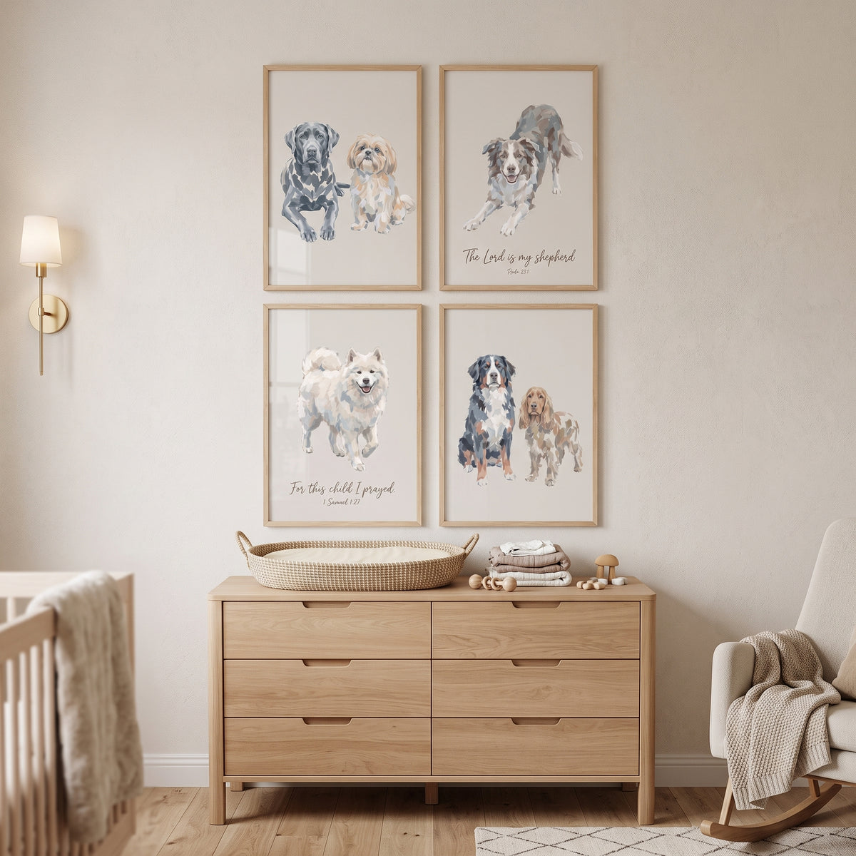 Minimalist Japandi Neutral Dogs Wall Art Set of 4 - Inspirational Dog Art