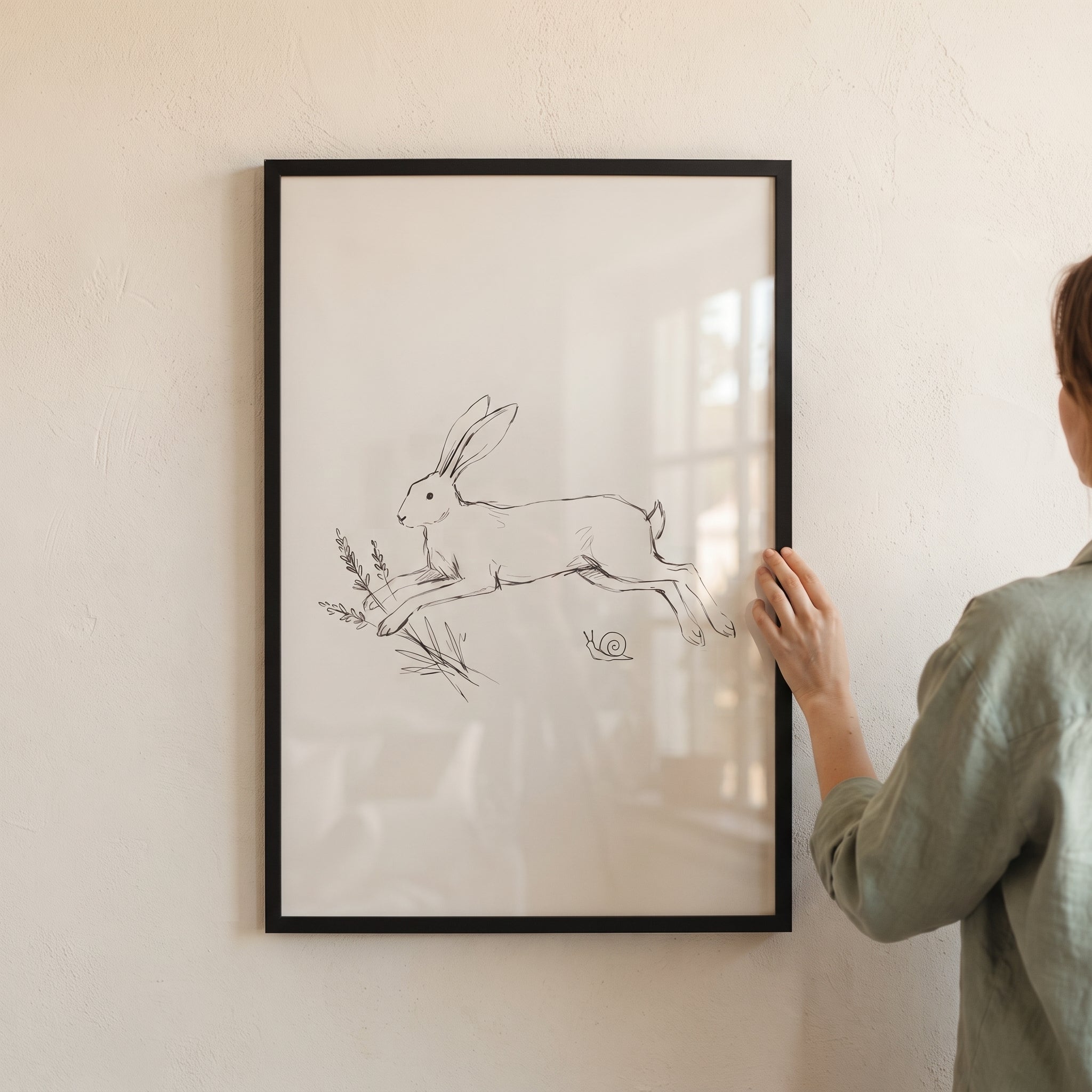 Minimalist Leaping Bunny Wall Art - Swift Meadow Leap