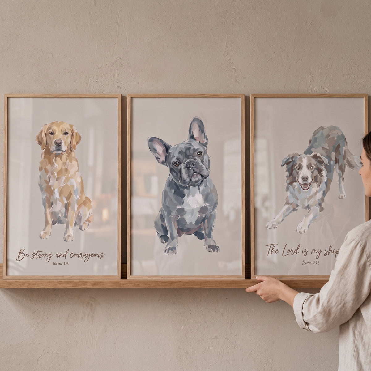 Minimalist Neutral Breed Dogs Wall Art Set of 3 - Faithful Canine Prints