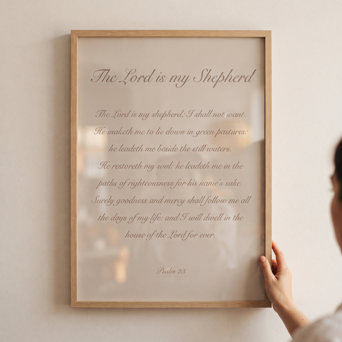 Minimalist Neutral Psalm 23 Wall Art - Sacred Shepherd Psalm