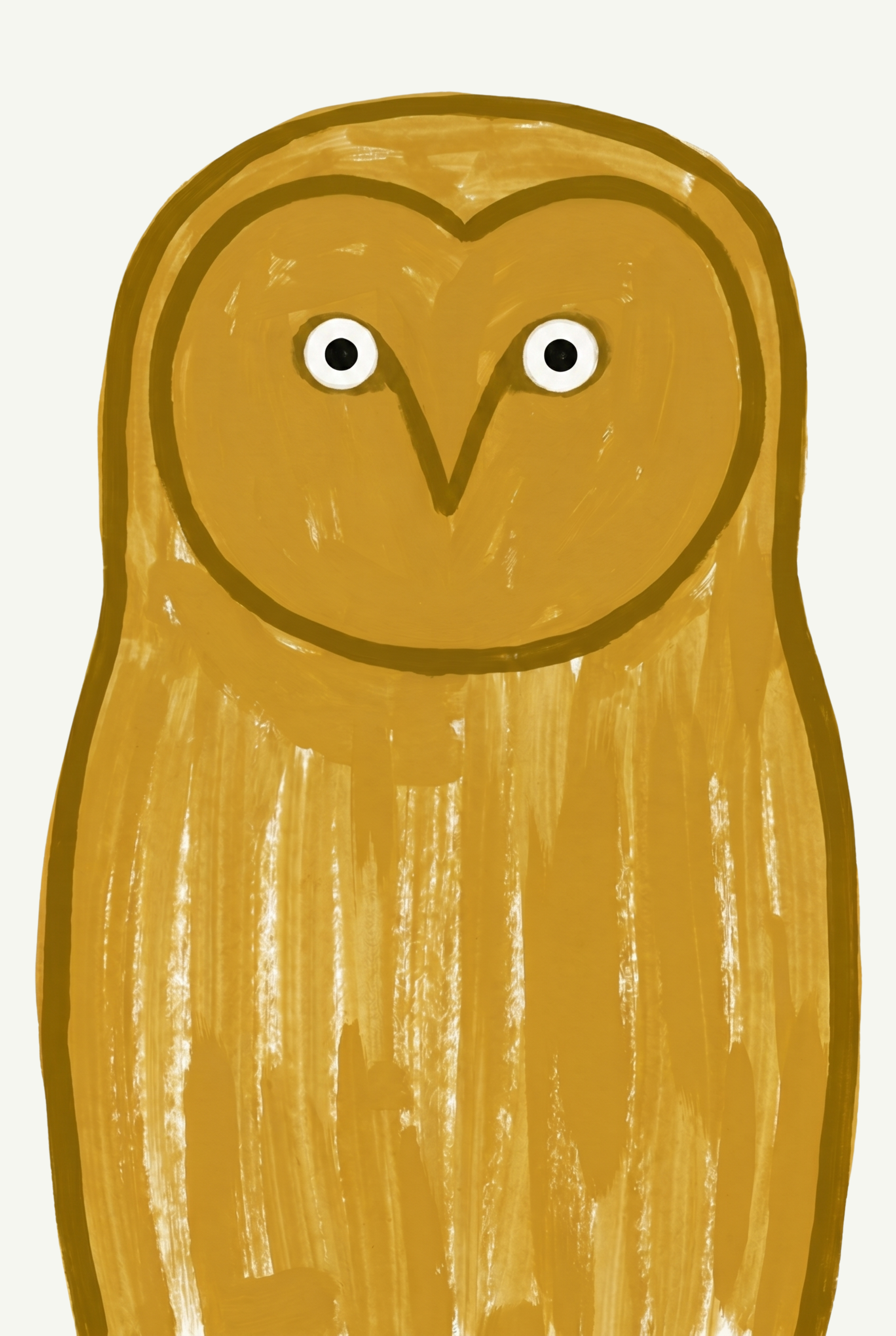Minimalist Ochre Barn Owl Wall Art - Golden Night Watcher