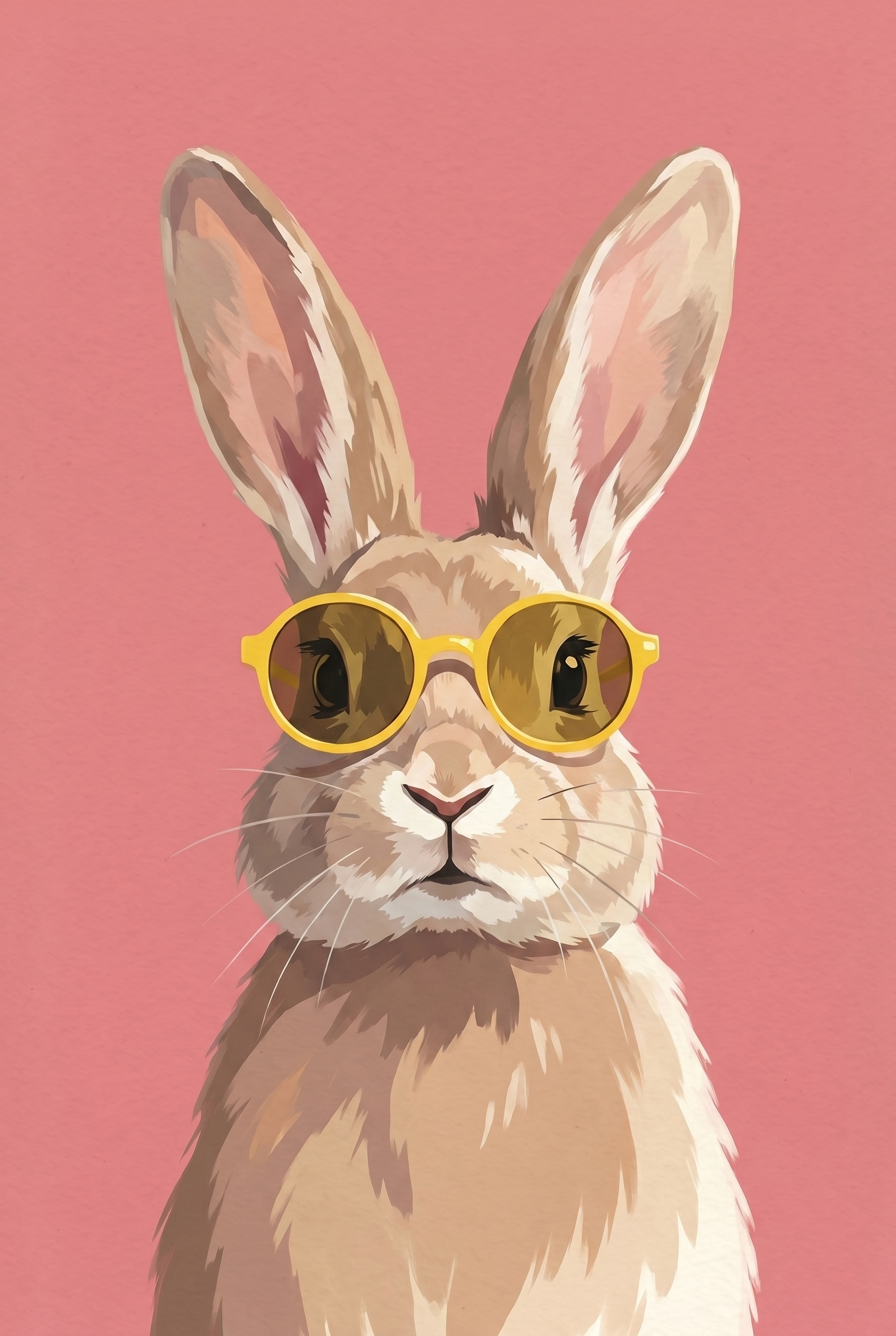 Minimalist Pink Sunglasses Bunny Wall Art - Retro Bunny Shades