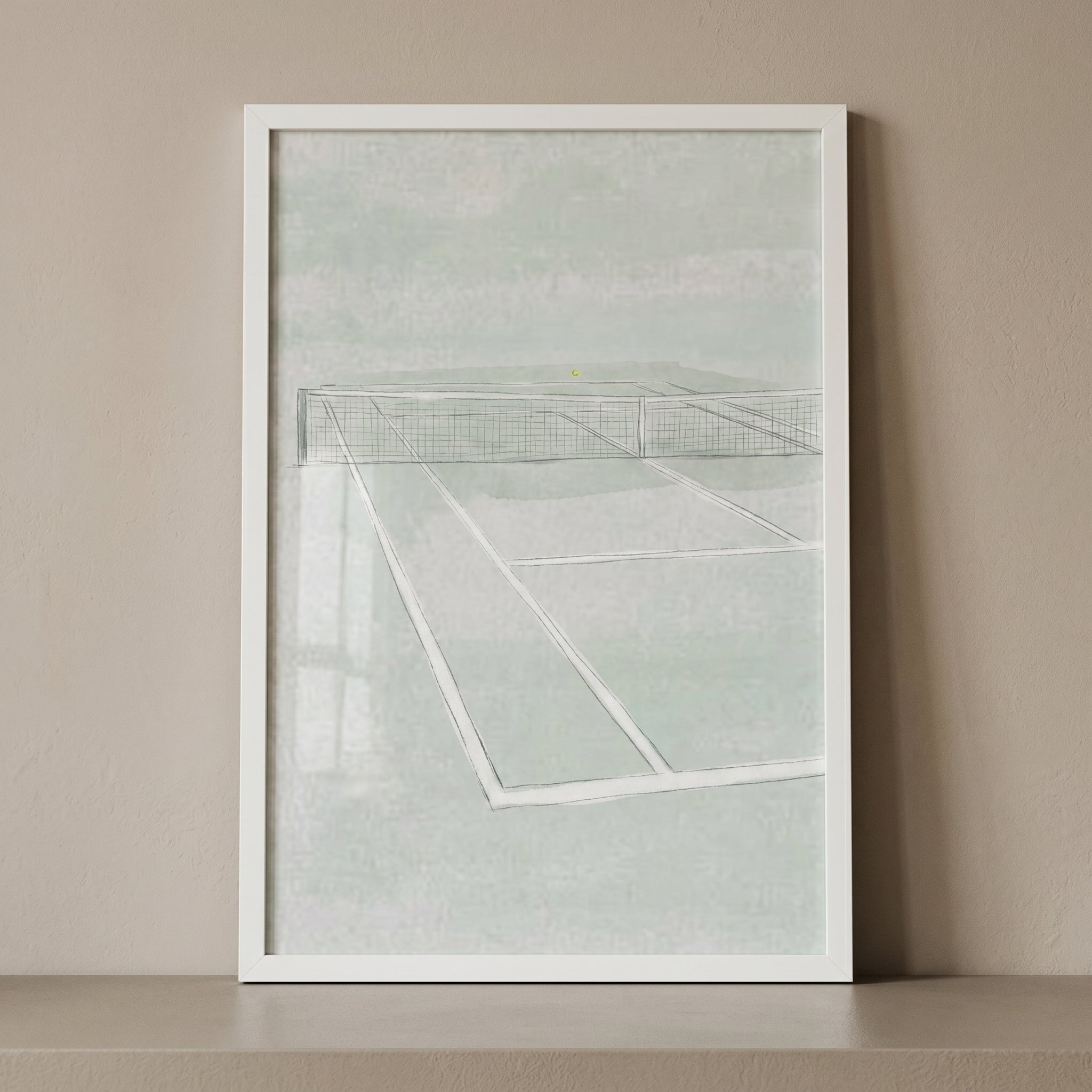 Minimalist Sage Tennis Court Wall Art - Solitary Game