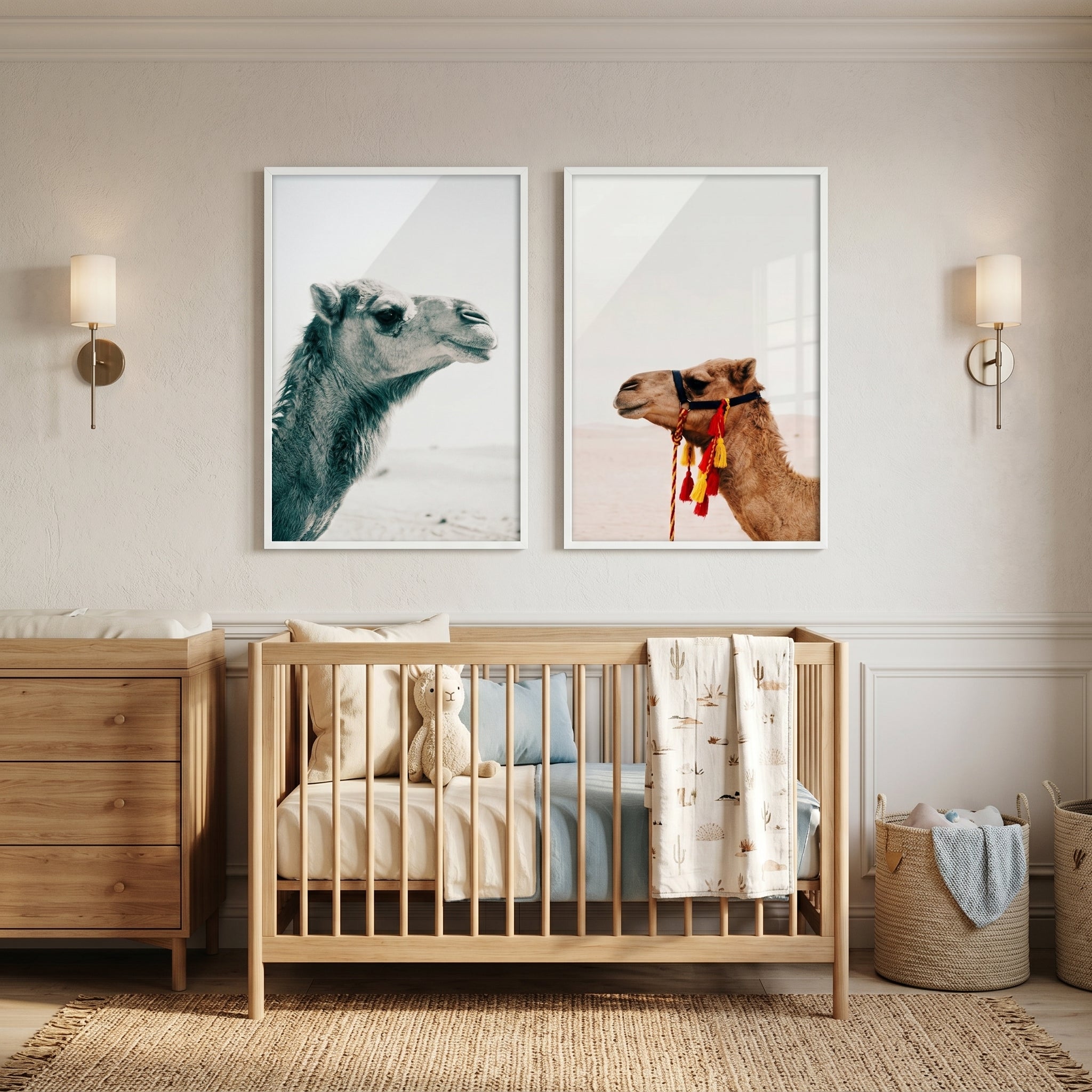 Minimalist Sahara Desert Camel Wall Art Set of 2 - Desert Soul Duo