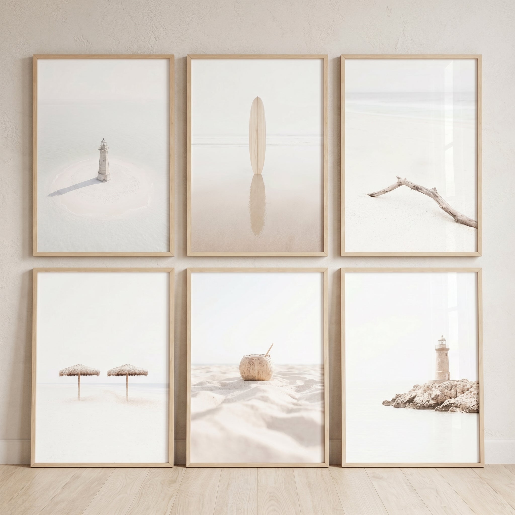 Minimalist Serene Coastal Beach Wall Art Set Of 6 - Serene Shoreline