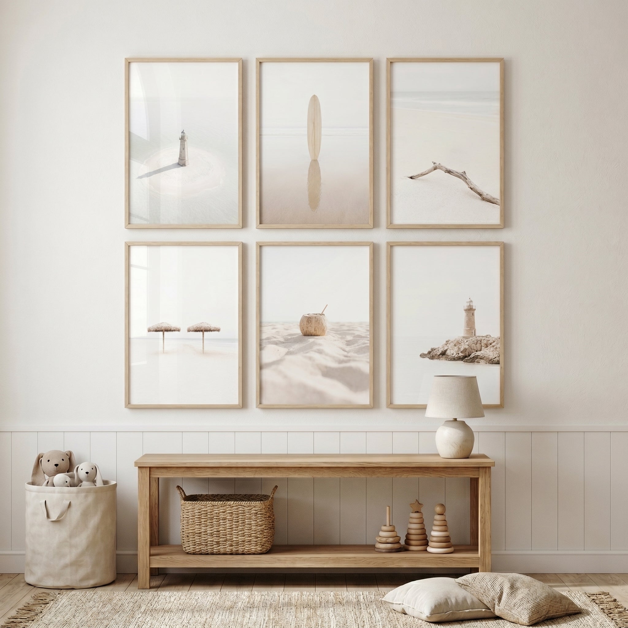 Minimalist Serene Coastal Beach Wall Art Set Of 6 - Serene Shoreline