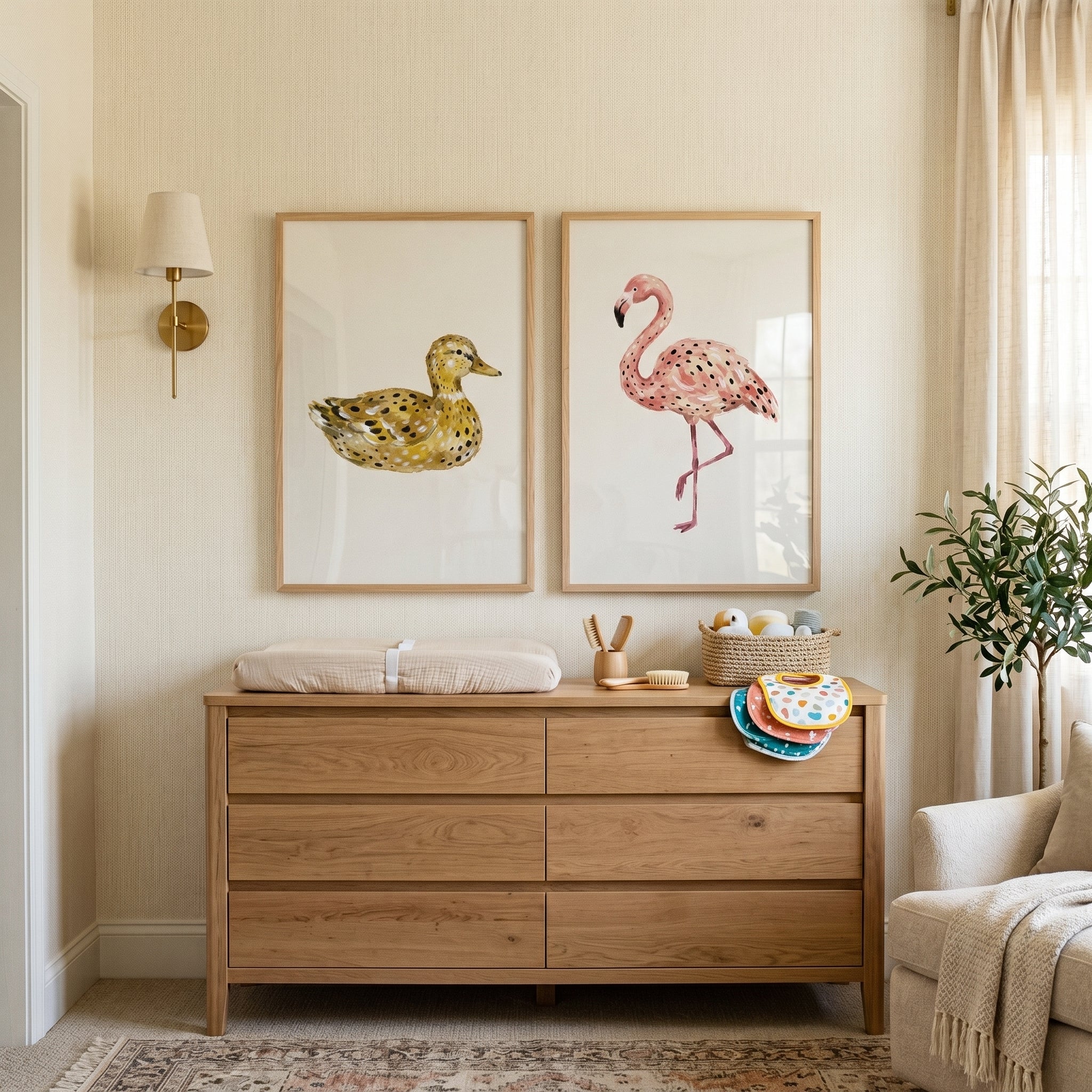 Minimalist Stippled Bird Wall Art Set of 2 - Spotted Feather Friends