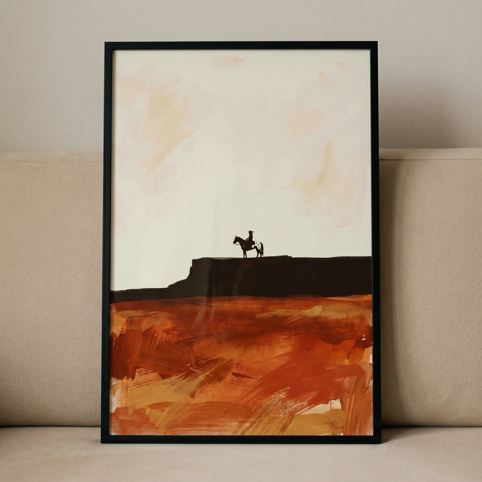 Minimalist Terracotta Mesa Rider Wall Art - Crimson Earth Watch