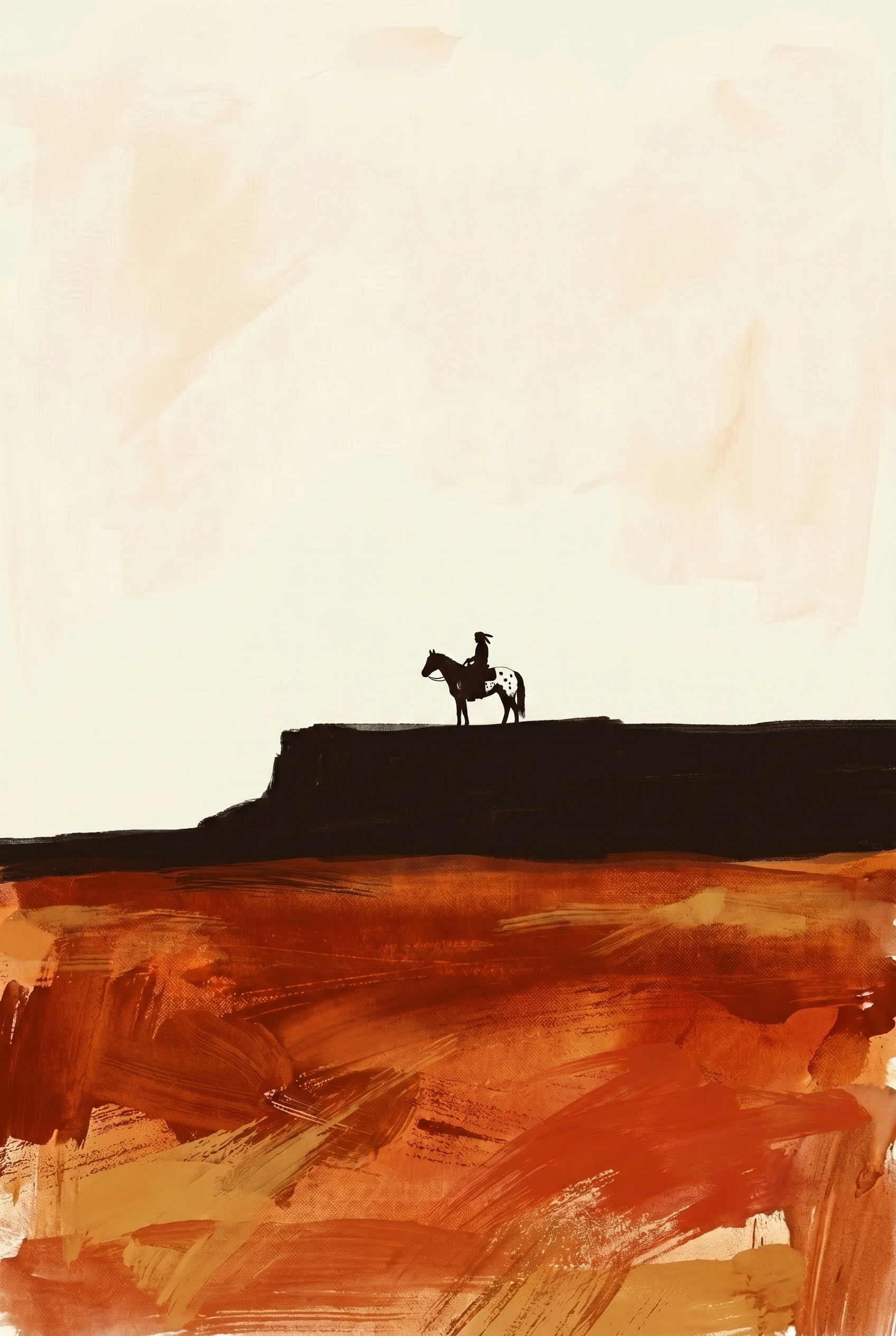 Minimalist Terracotta Mesa Rider Wall Art - Crimson Earth Watch