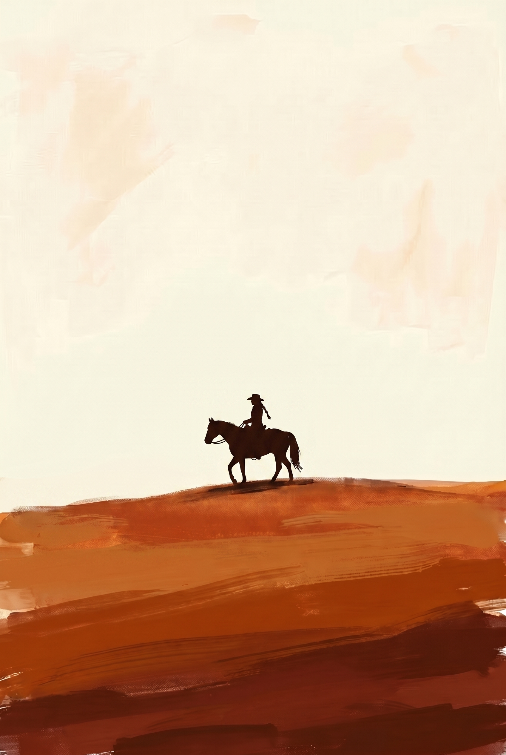 Minimalist Warm Horizon Cowboy Wall Art - Lone Horizon Rider