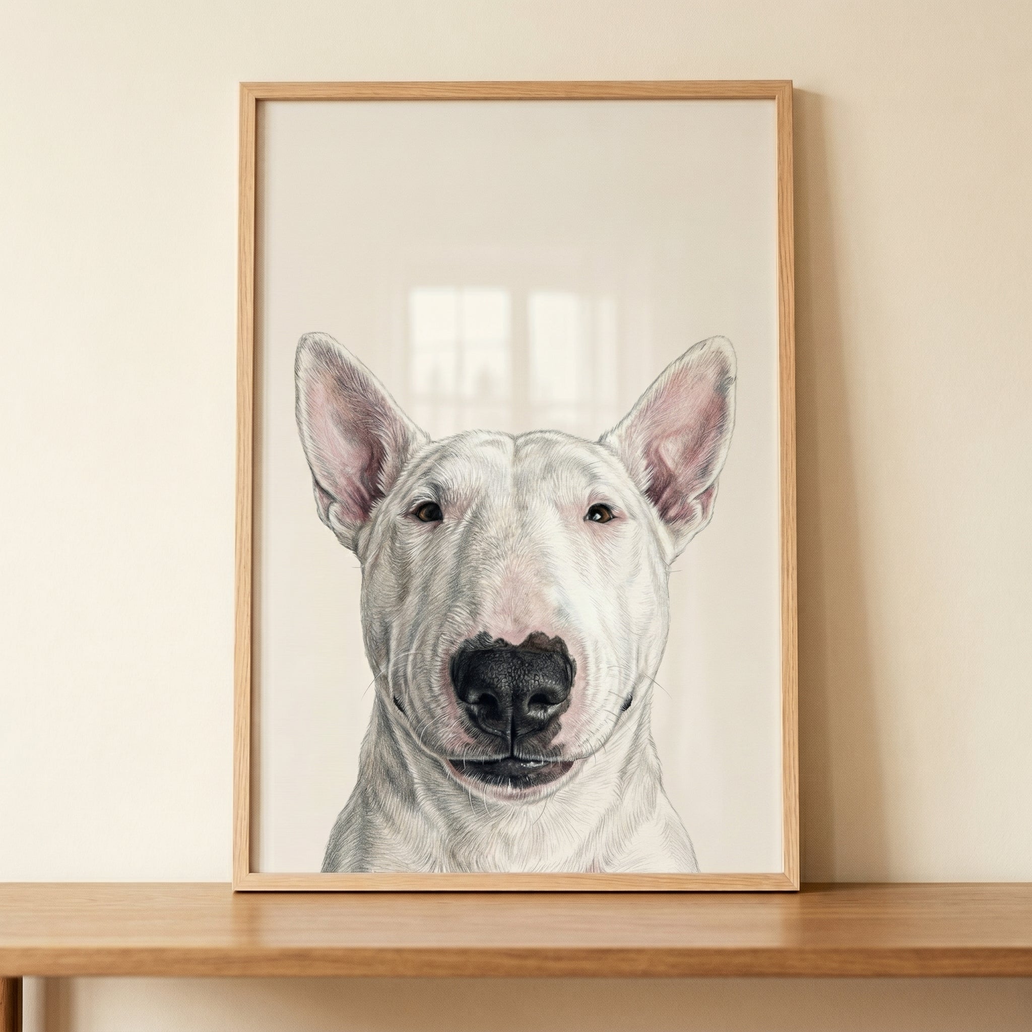 Minimalist White Bull Terrier Wall Art - Noble Bull Terrier