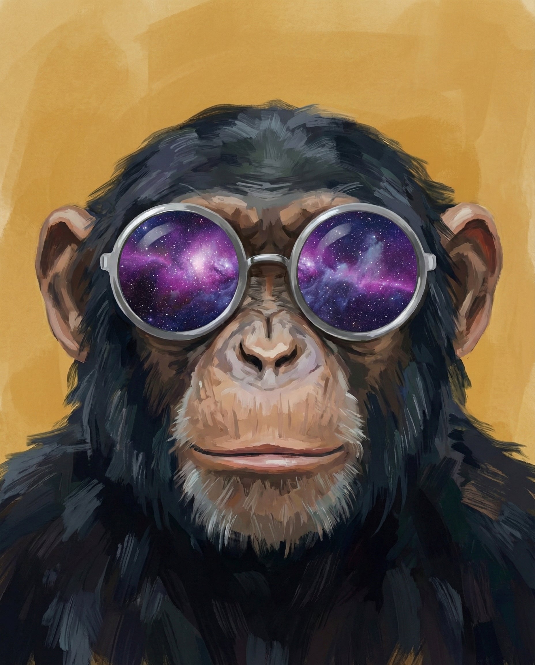 Cosmic Chimp - Chimpanzee Framed Wall Art for Nursery, Playroom or Kids Bedrooms