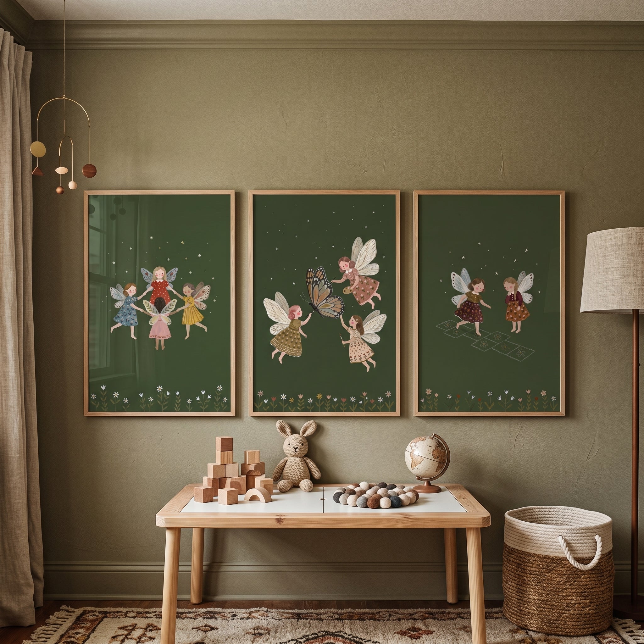 Moody Forest Floor Fairies Wall Art Set of 3 - Magical Forest Fairies